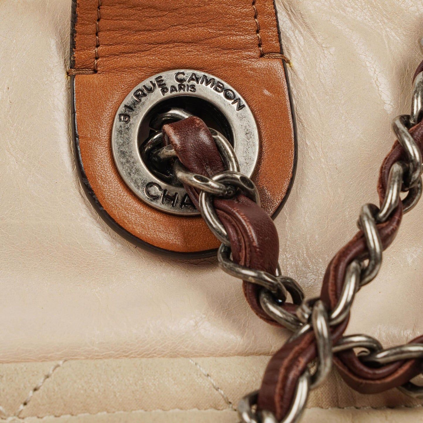 Chanel In The Mix Leather Large Tote Beige