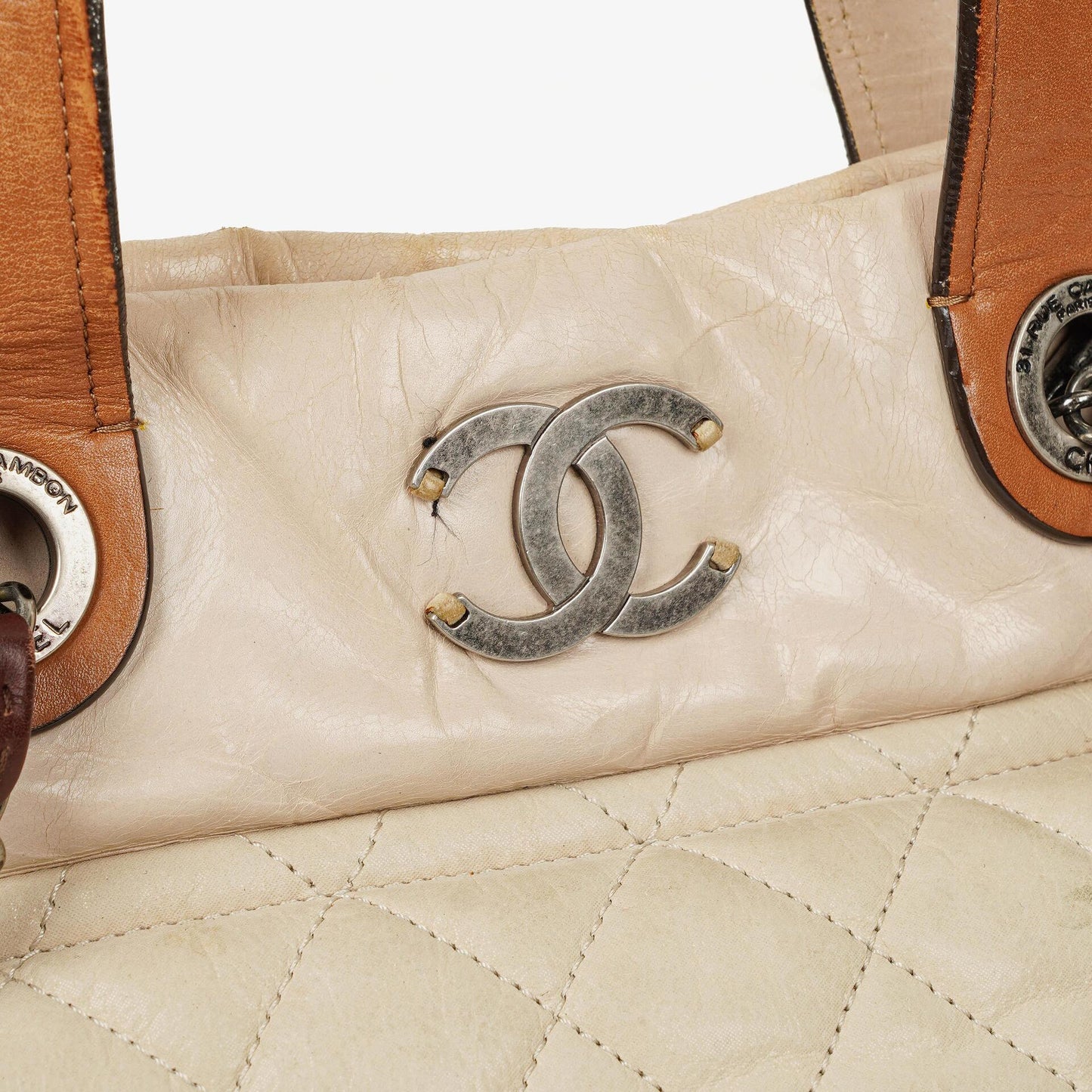 Chanel In The Mix Leather Large Tote Beige