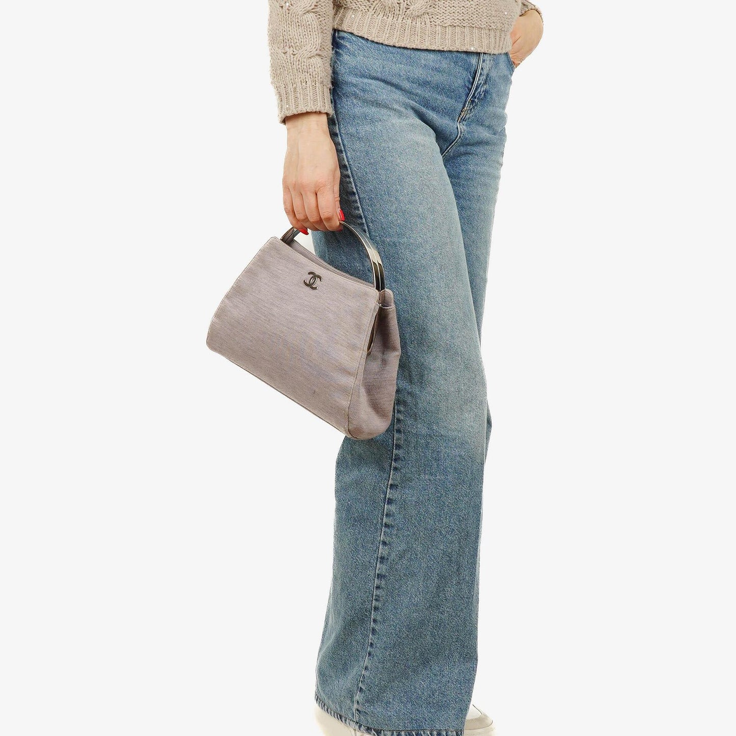 Chanel Jersey Metal Top Handle Bag