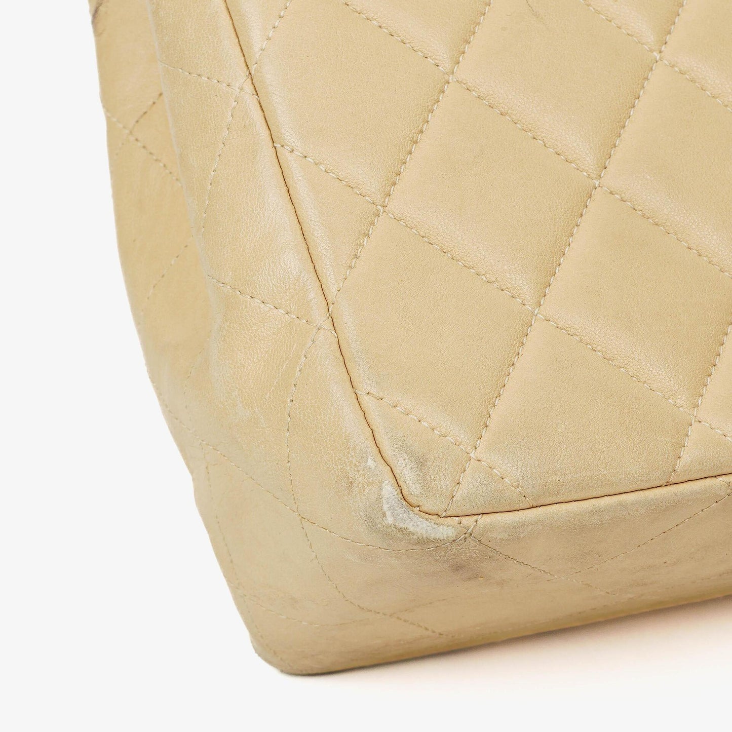 Chanel Jumbo CC Classic Single Flap Bag Beige Quilted Lambskin 24K Gold-Plated Hardware