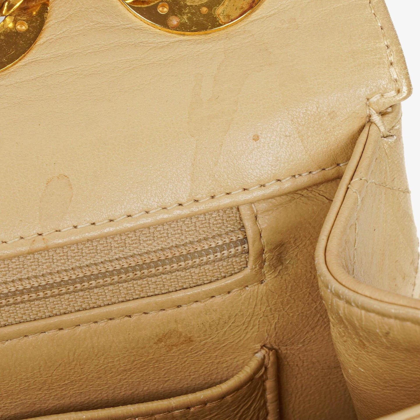 Chanel Jumbo CC Classic Single Flap Bag Beige Quilted Lambskin 24K Gold-Plated Hardware