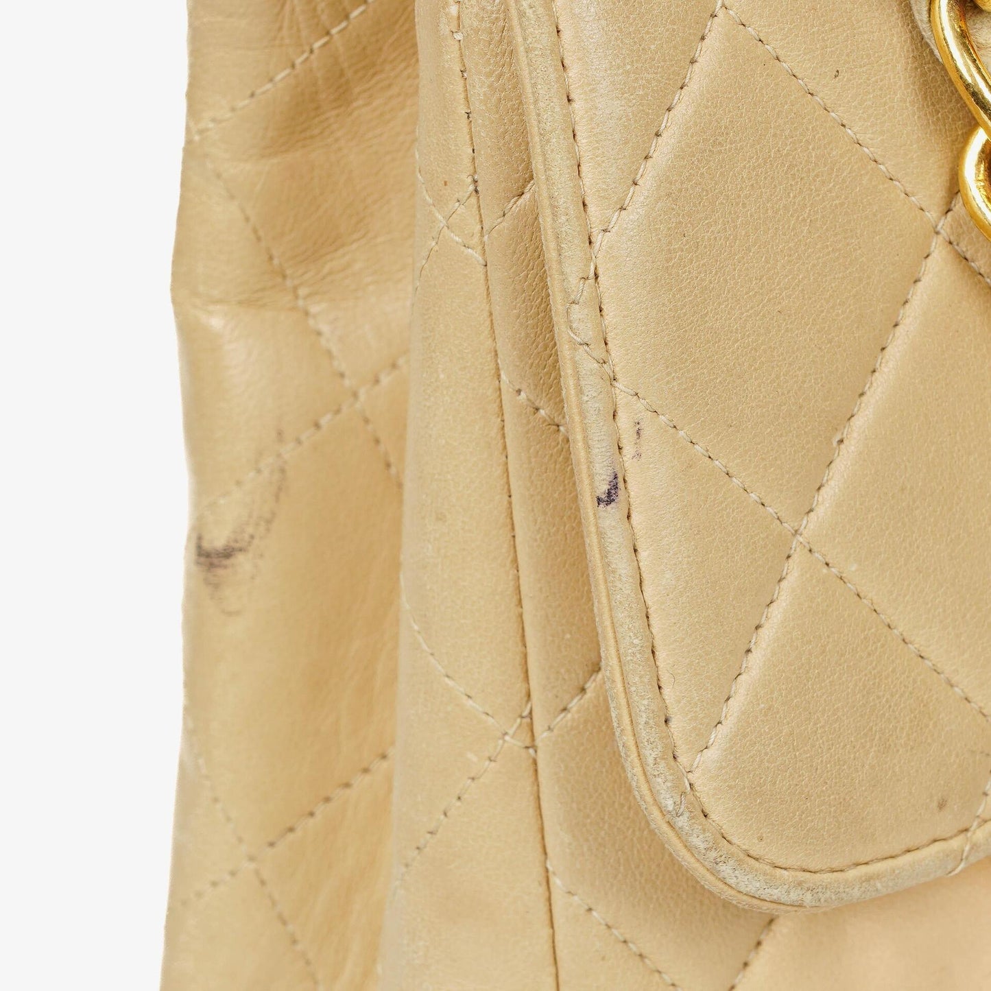 Chanel Jumbo CC Classic Single Flap Bag Beige Quilted Lambskin 24K Gold-Plated Hardware