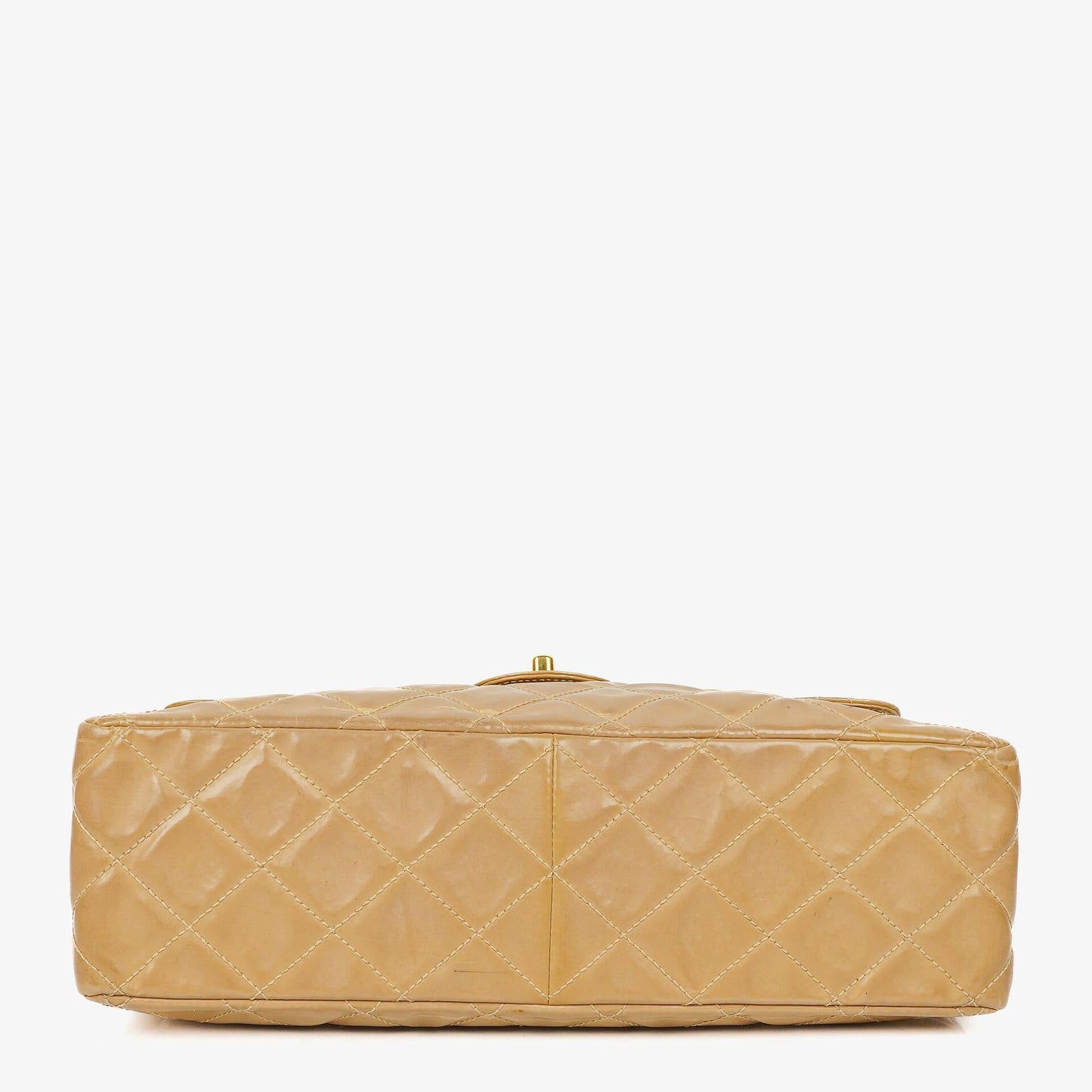 Chanel Jumbo CC Classic Single Flap Bag Beige Quilted Patent Leather 24K Gold-Plated Hardware