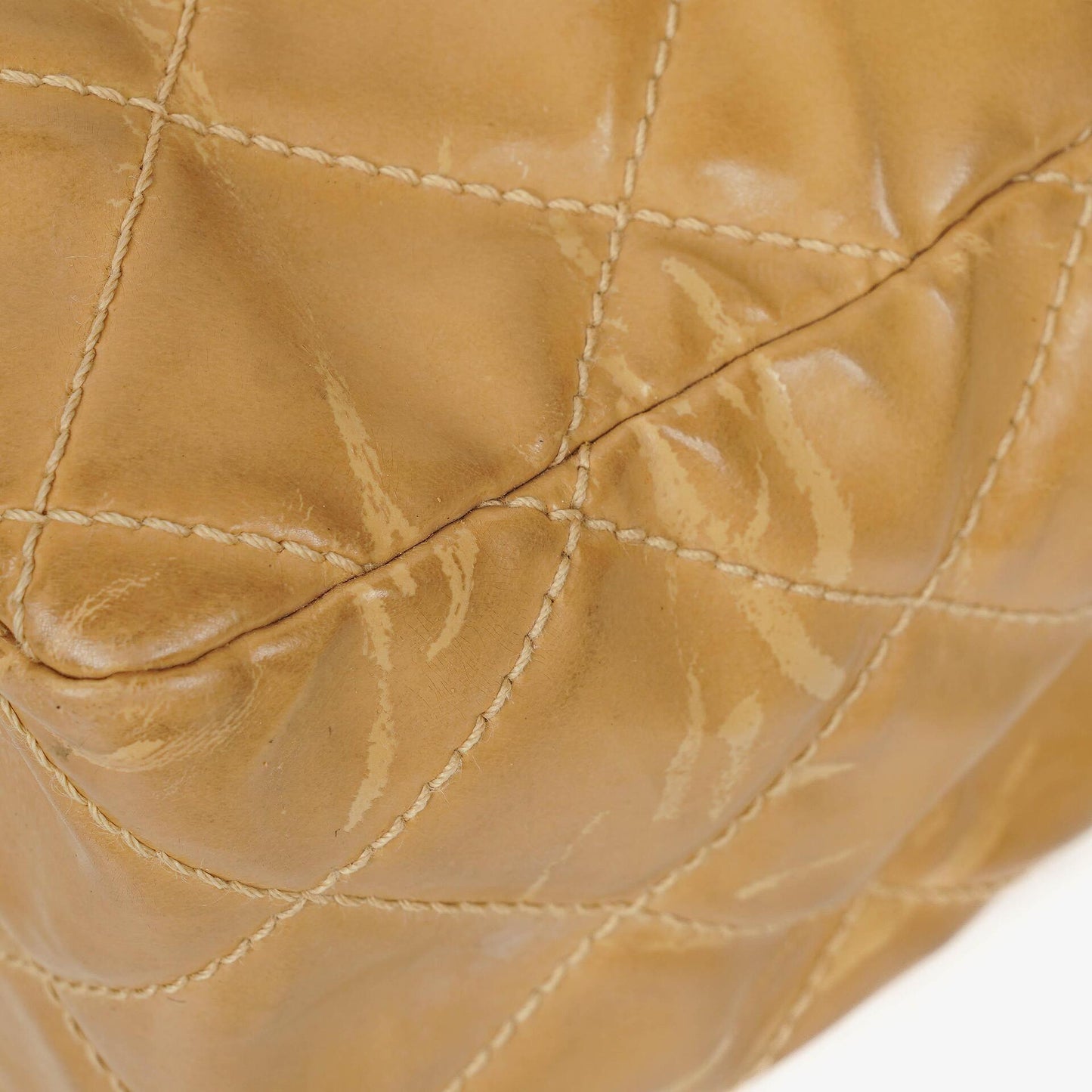 Chanel Jumbo CC Classic Single Flap Bag Beige Quilted Patent Leather 24K Gold-Plated Hardware
