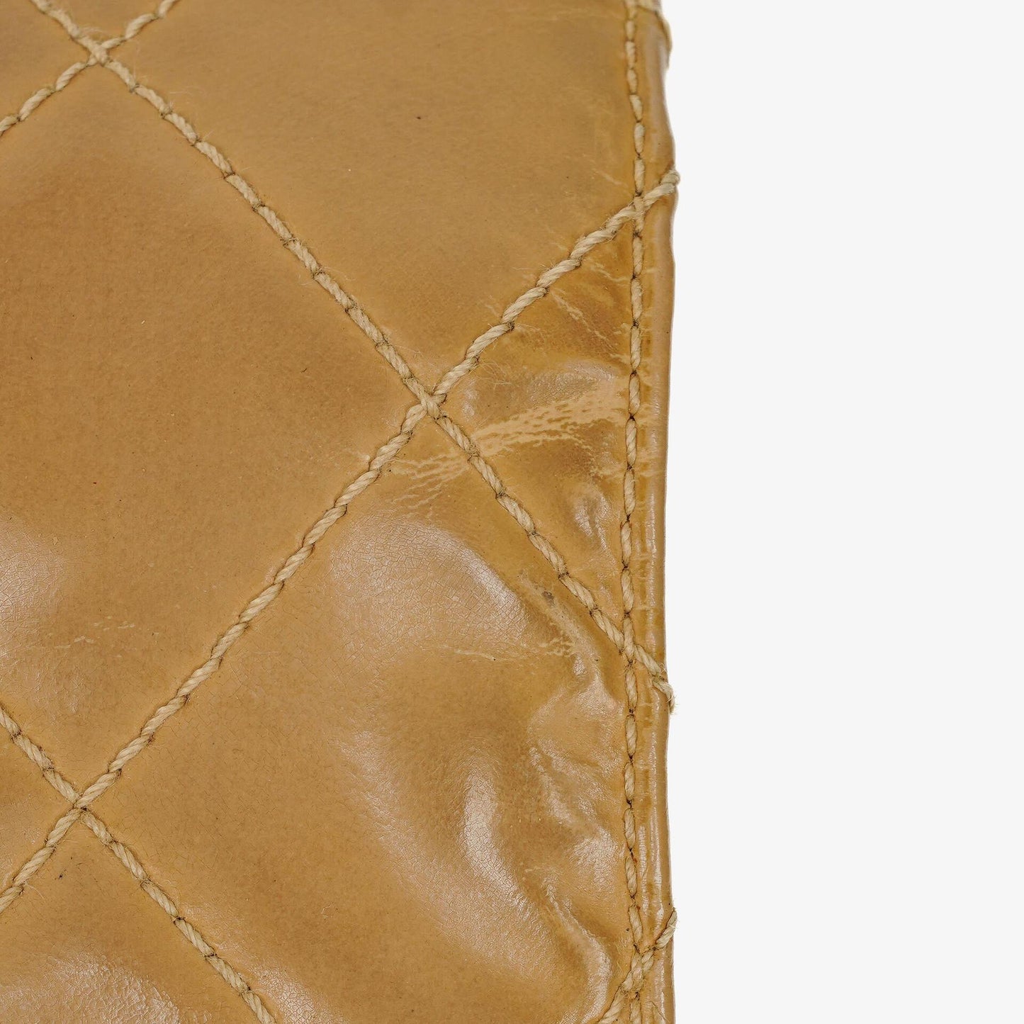 Chanel Jumbo CC Classic Single Flap Bag Beige Quilted Patent Leather 24K Gold-Plated Hardware