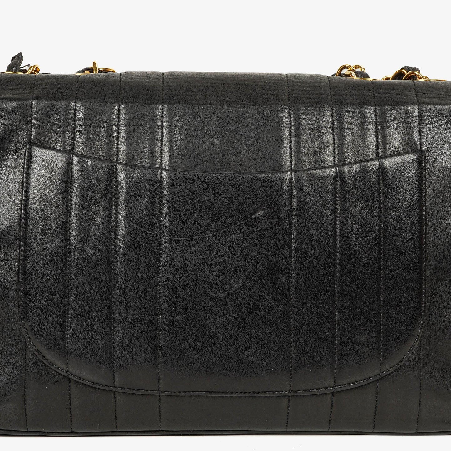 Chanel Jumbo CC Vertical Black Quilted Lamabskin Flap Bag 24K Gold-Plated Hardware