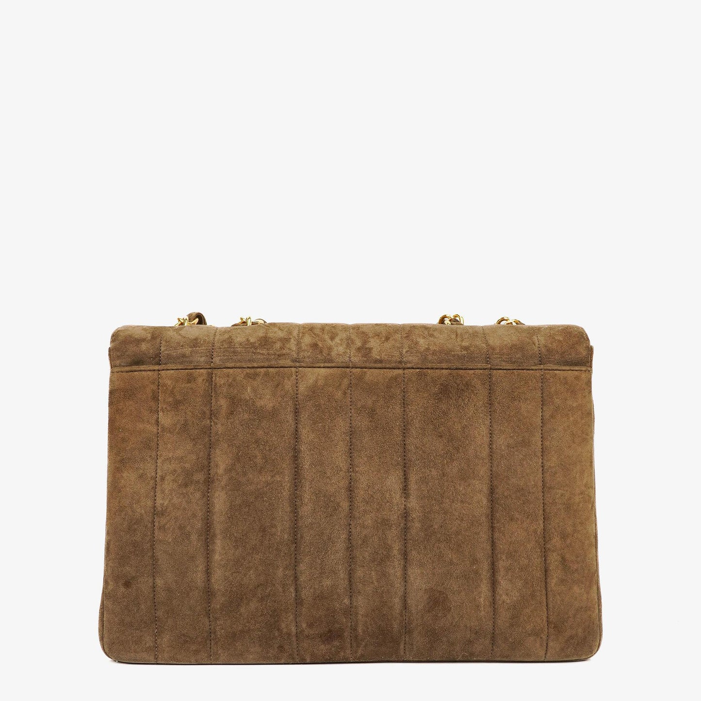 Chanel Jumbo CC Vertical Quilted Suede Flap Bag 24K Gold-Plated Hardware