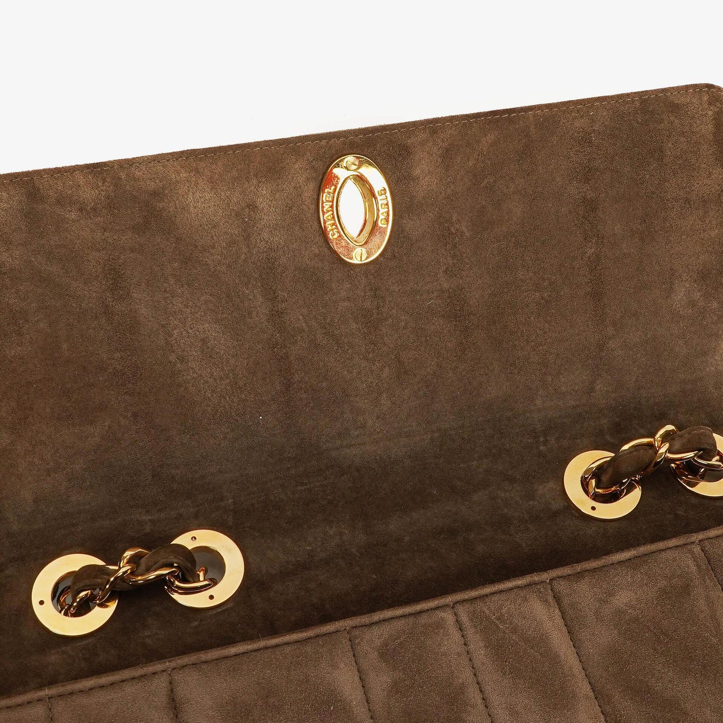 Chanel Jumbo CC Vertical Quilted Suede Flap Bag 24K Gold-Plated Hardware