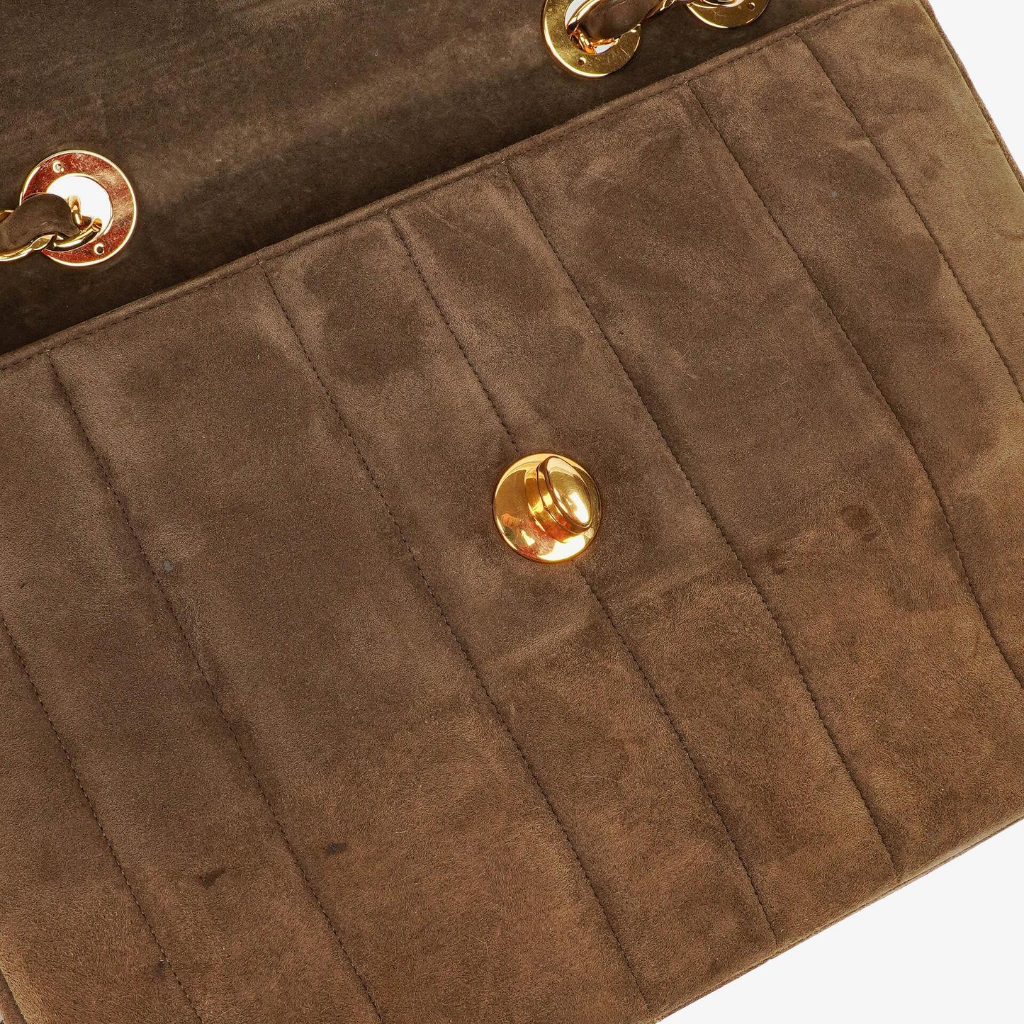 Chanel Jumbo CC Vertical Quilted Suede Flap Bag 24K Gold-Plated Hardware