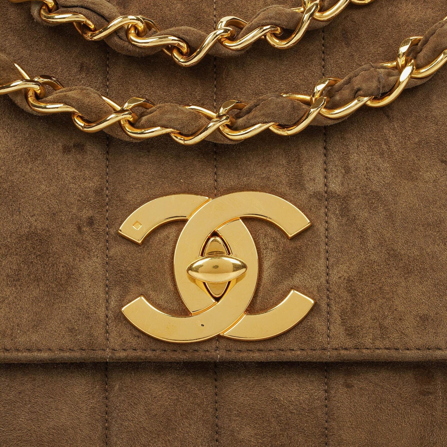 Chanel Jumbo CC Vertical Quilted Suede Flap Bag 24K Gold-Plated Hardware
