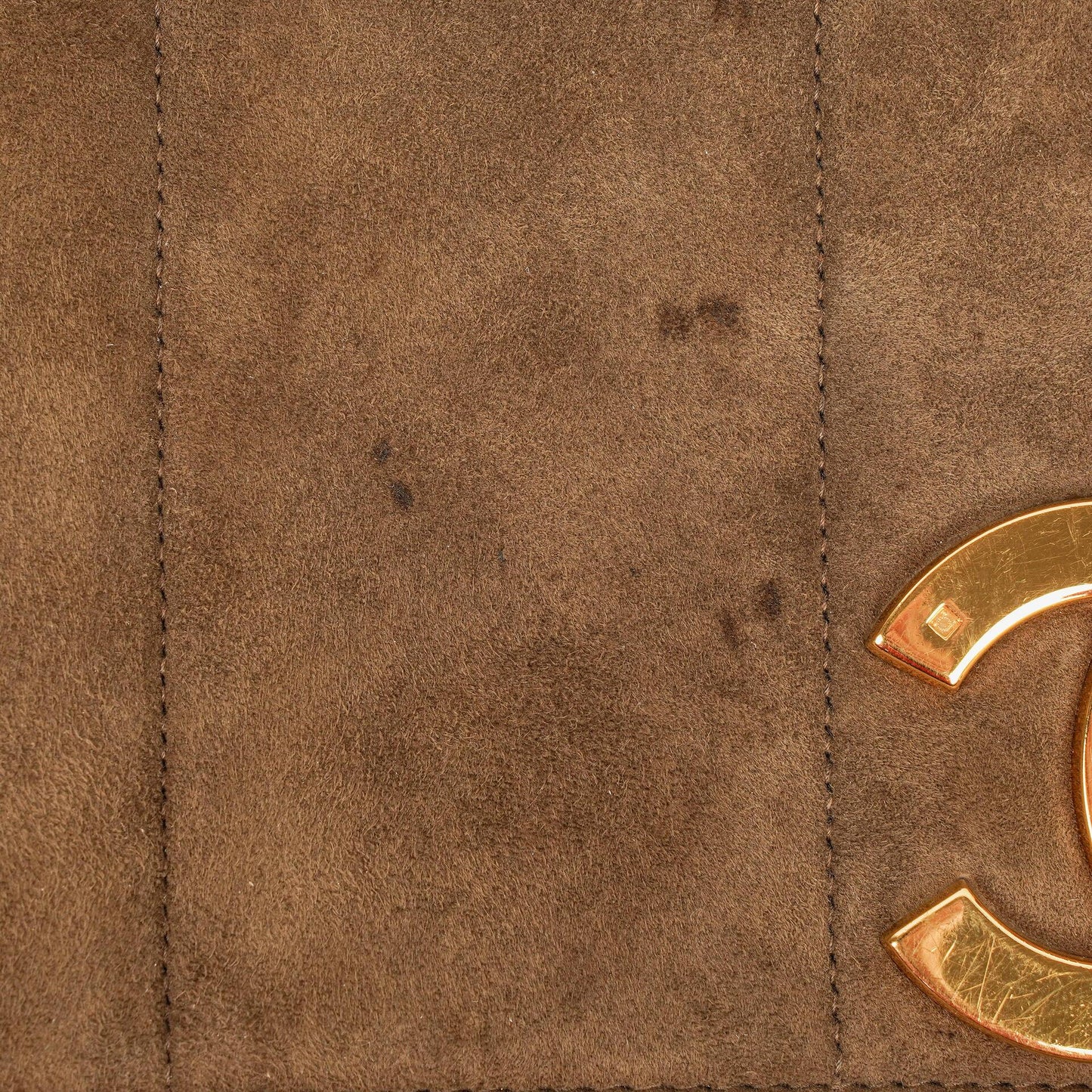 Chanel Jumbo CC Vertical Quilted Suede Flap Bag 24K Gold-Plated Hardware