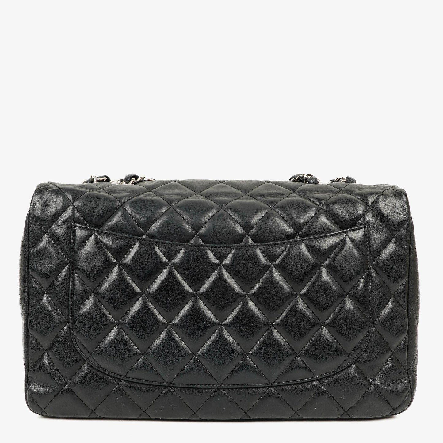 Chanel Jumbo Classic Black Quilted Leather Single Flap Bag With Silver - Tone Hardware