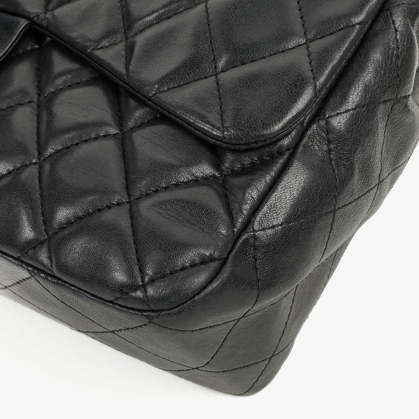 Chanel Jumbo Classic Black Quilted Leather Single Flap Bag With Silver - Tone Hardware