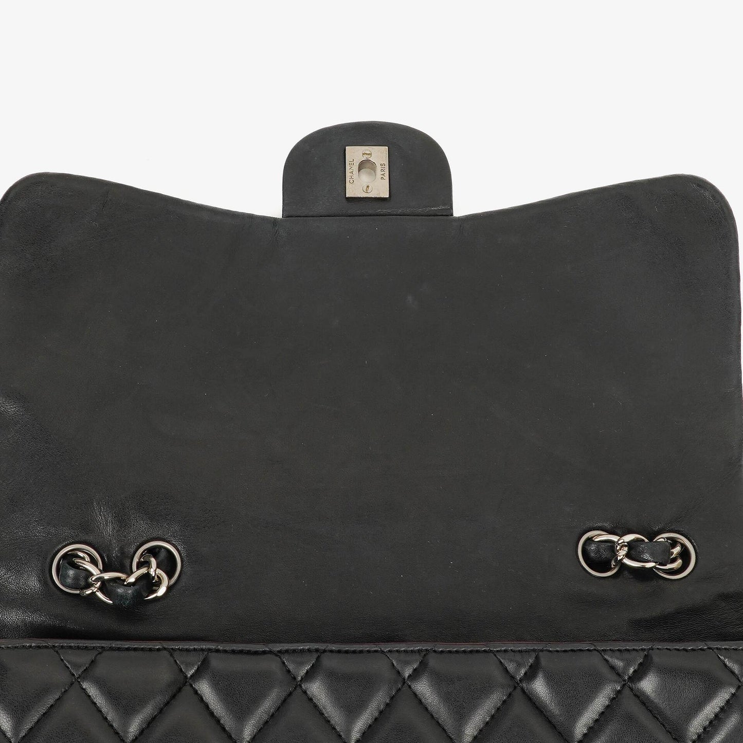 Chanel Jumbo Classic Black Quilted Leather Single Flap Bag With Silver - Tone Hardware