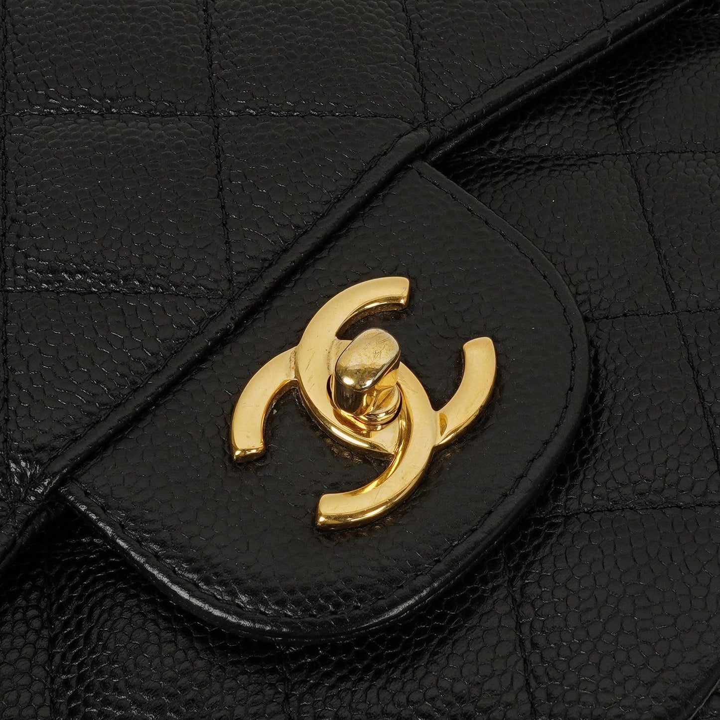 Chanel Jumbo Classic Double Flap Bag Black Quilted Caviar Gold-Tone Hardware
