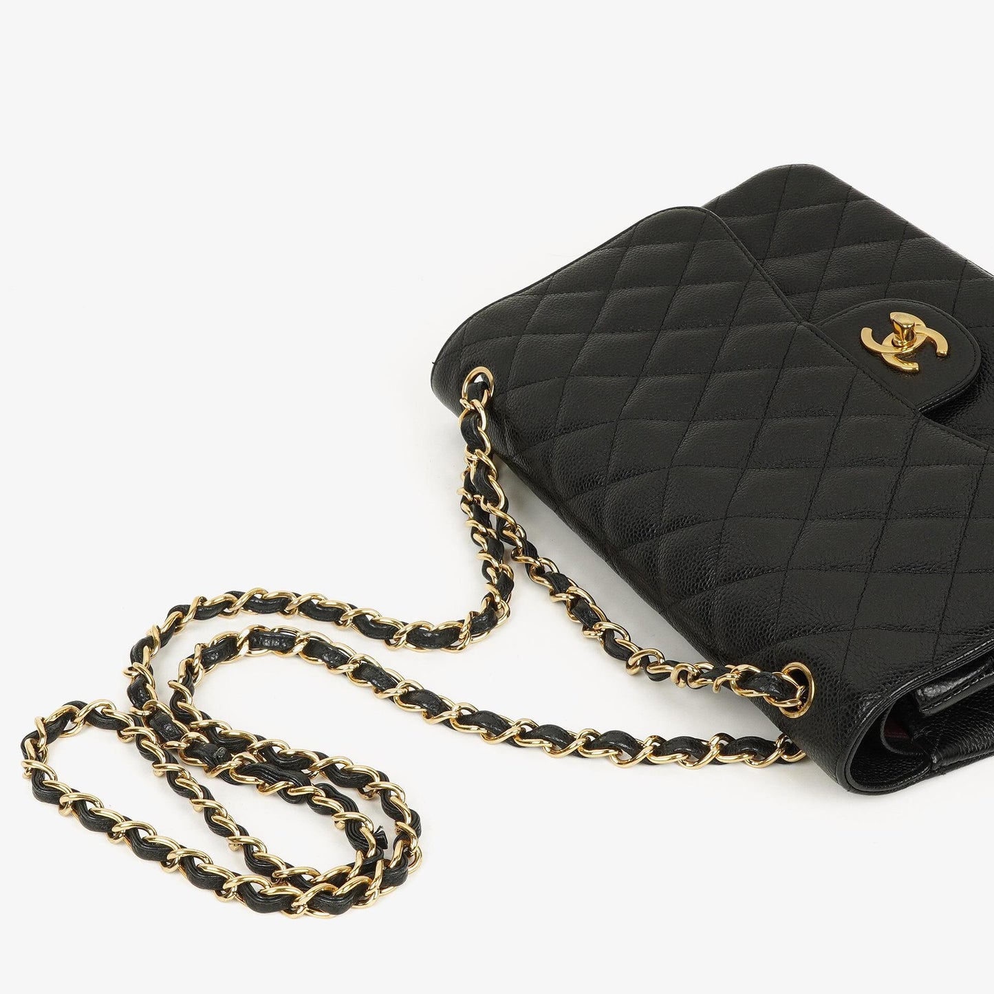Chanel Jumbo Classic Double Flap Bag Black Quilted Caviar Gold-Tone Hardware