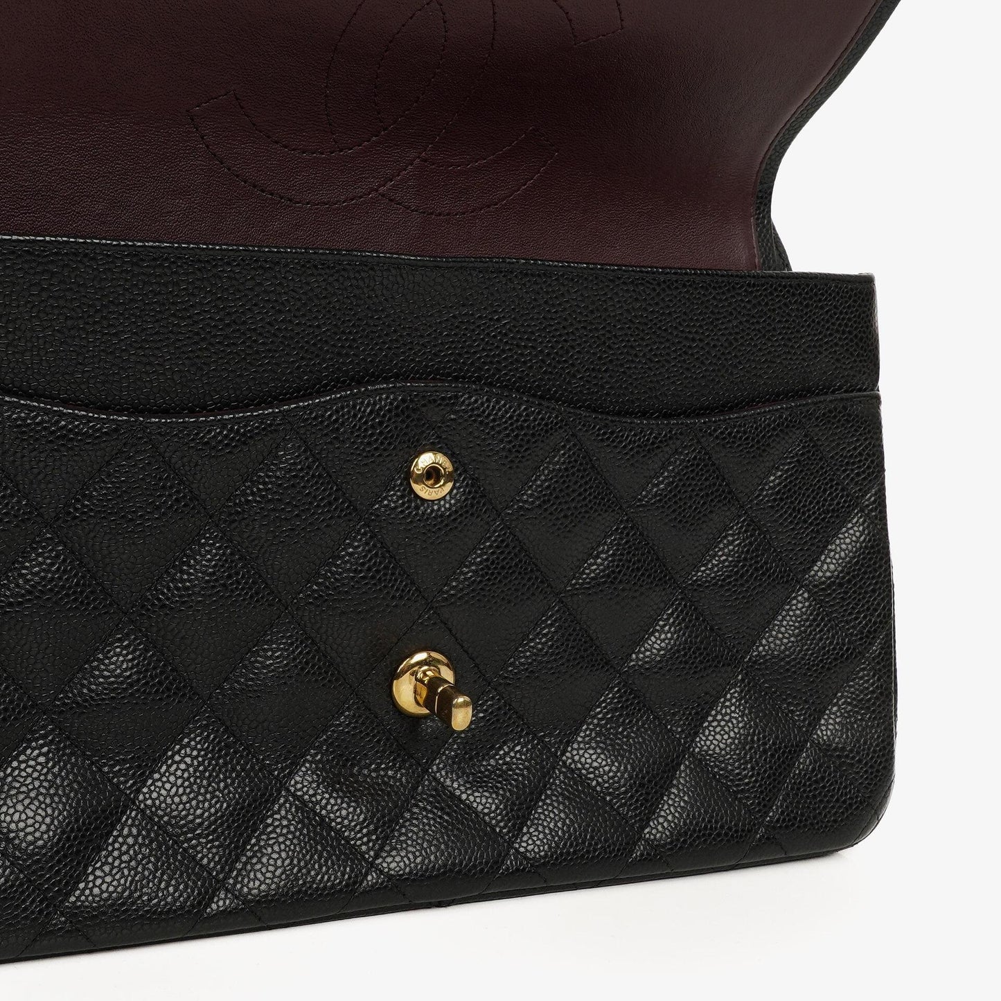 Chanel Jumbo Classic Double Flap Bag Black Quilted Caviar Gold-Tone Hardware