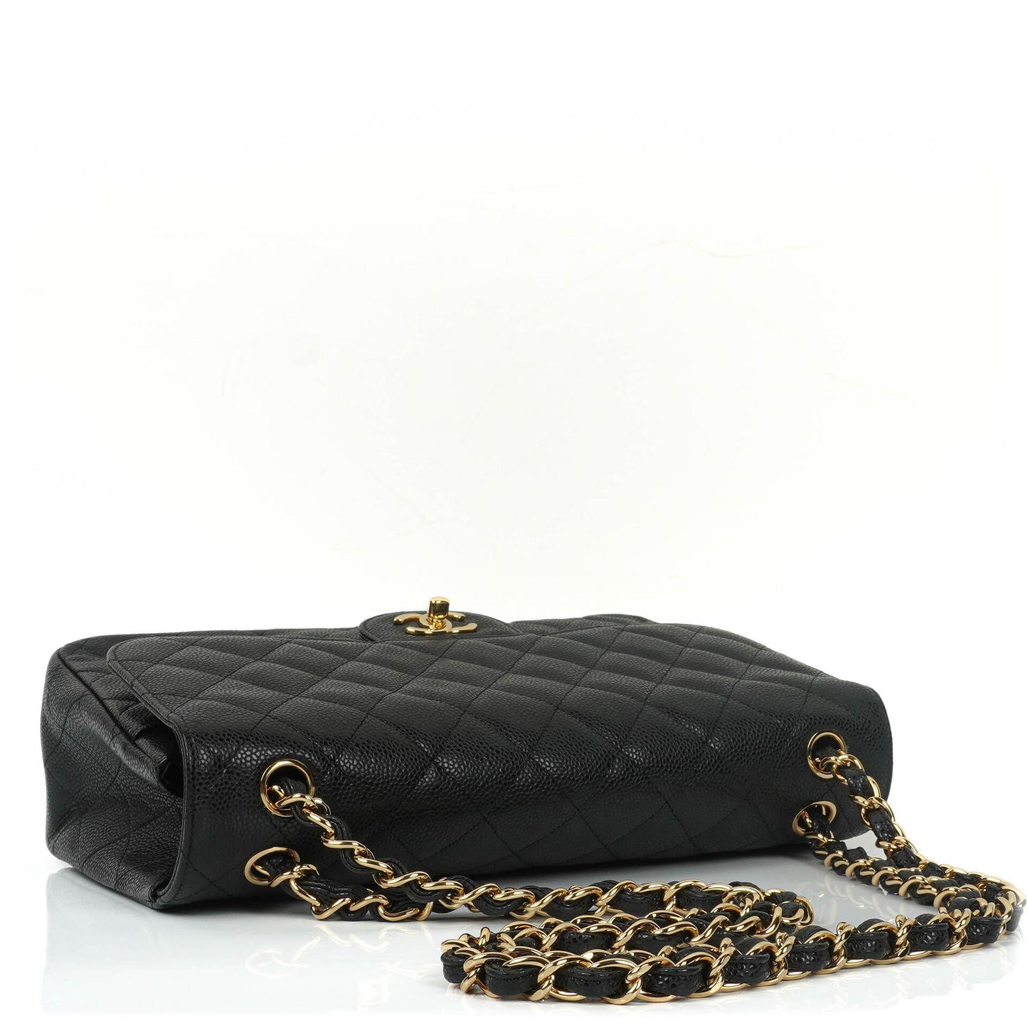 Chanel Jumbo Classic Black Quilted Caviar Double Flap Bag Gold Hardware