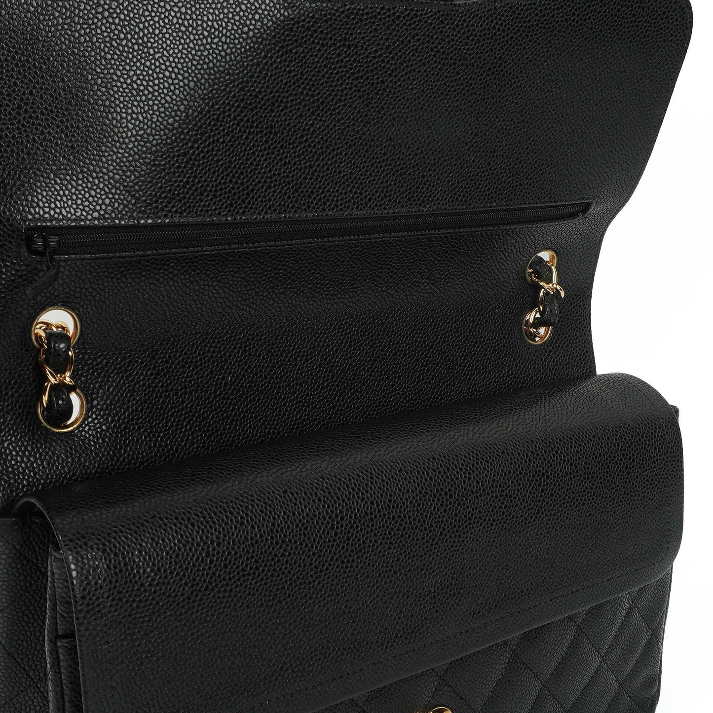 Chanel Jumbo Classic Black Quilted Caviar Double Flap Bag Gold Hardware