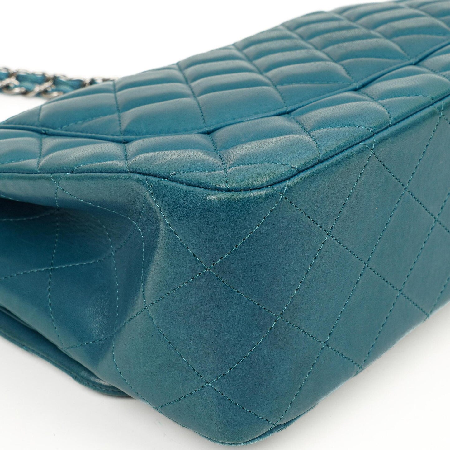 Chanel Classic Jumbo Double Flap Bag Blue Quilted Lambskin With Silver-Tone Hardware