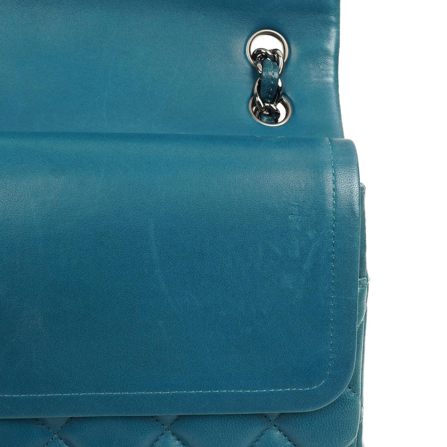 Chanel Classic Jumbo Double Flap Bag Blue Quilted Lambskin With Silver-Tone Hardware