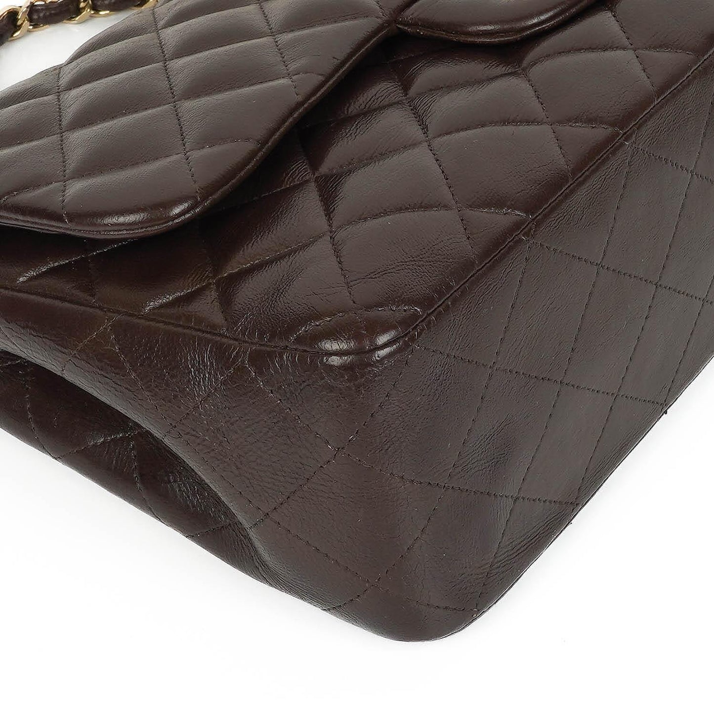 Chanel Jumbo Classic Double Flap Bag In Brown Quilted Lambskin And Gold-Plated Hardware