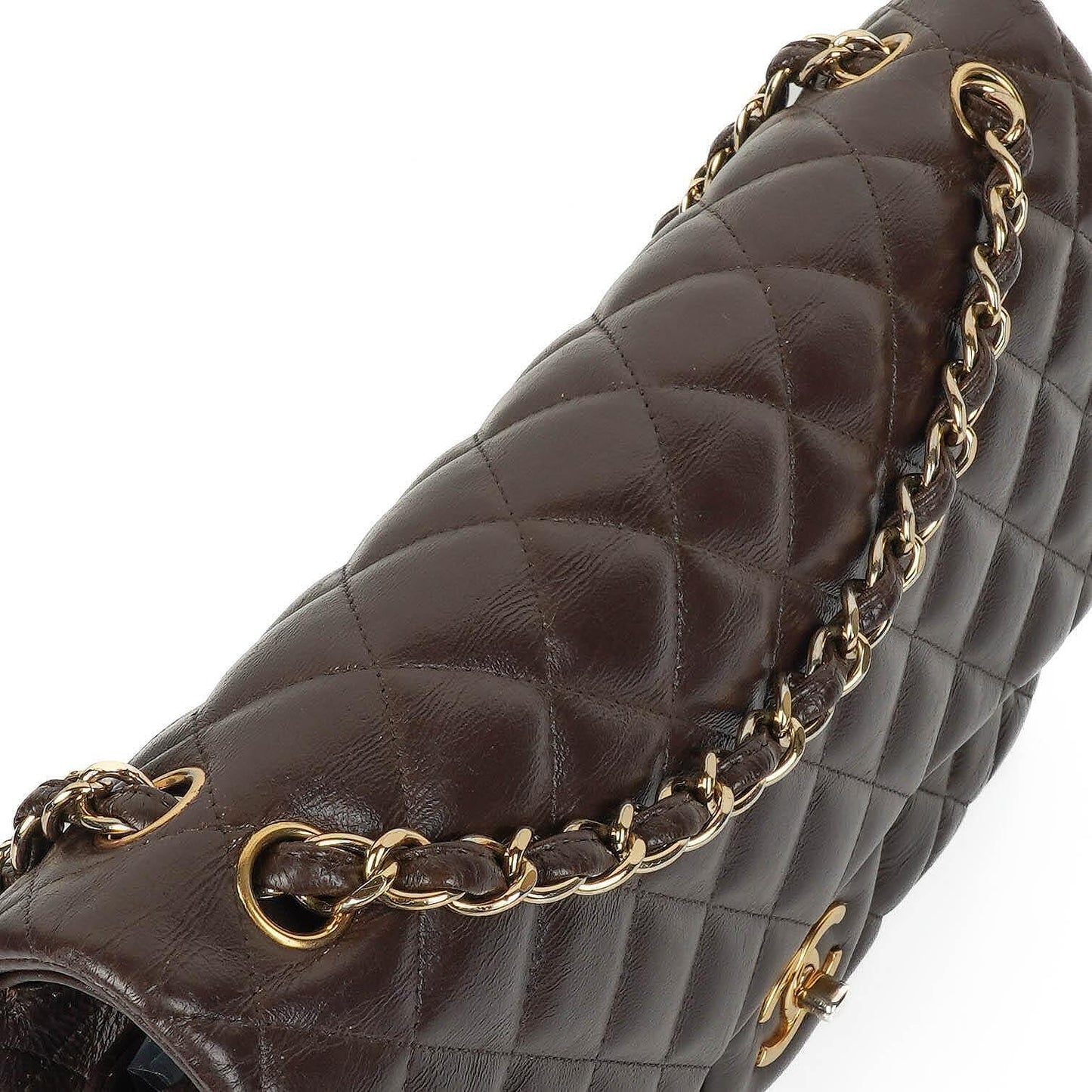 Chanel Jumbo Classic Double Flap Bag In Brown Quilted Lambskin And Gold-Plated Hardware