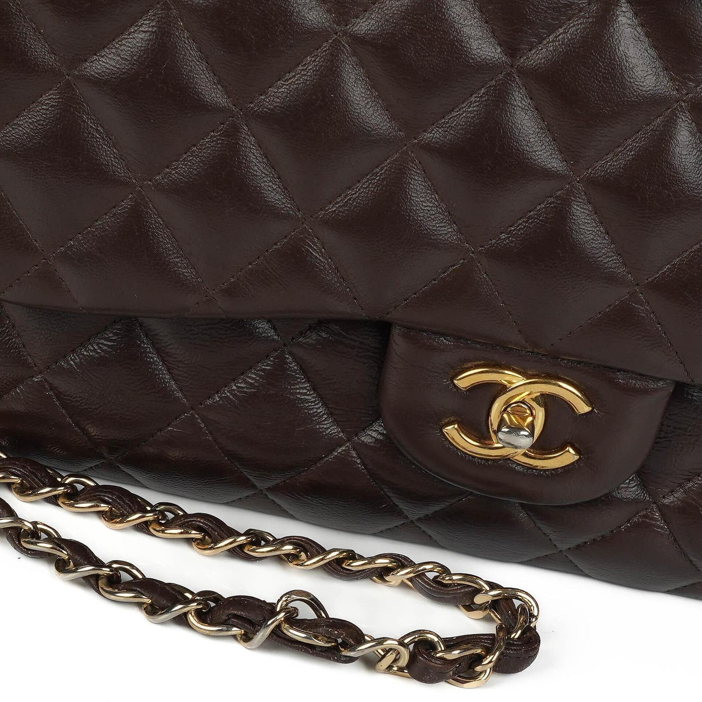 Chanel Jumbo Classic Double Flap Bag In Brown Quilted Lambskin And Gold-Plated Hardware