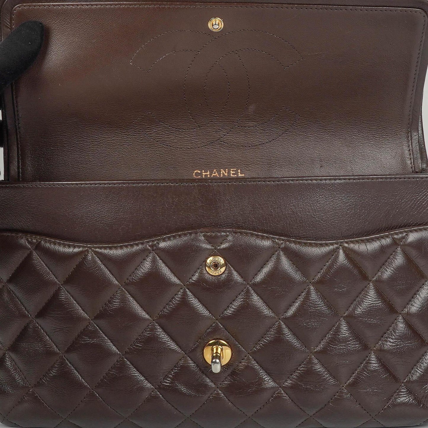Chanel Jumbo Classic Double Flap Bag In Brown Quilted Lambskin And Gold-Plated Hardware
