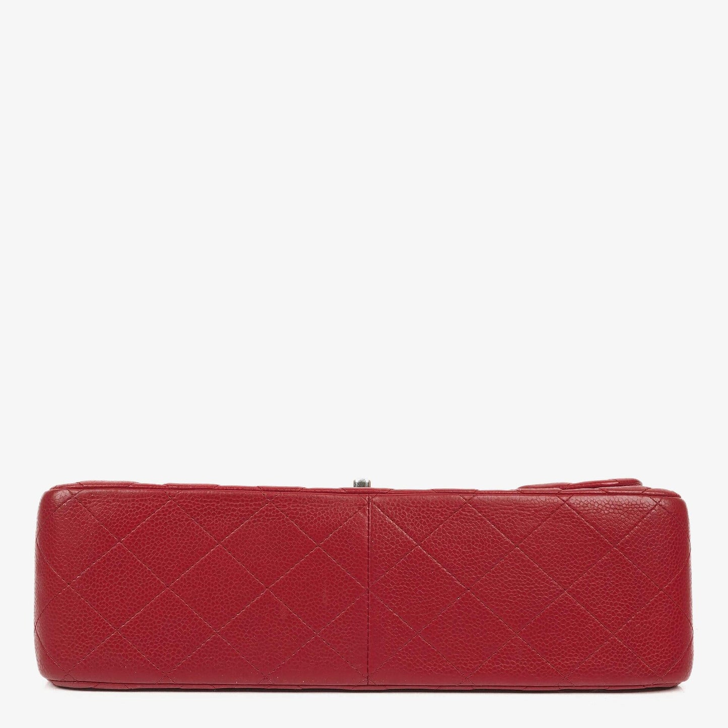 Chanel Jumbo Classic Red Caviar Quilted Leather Double Flap Bag With Silver - Tone Hardware