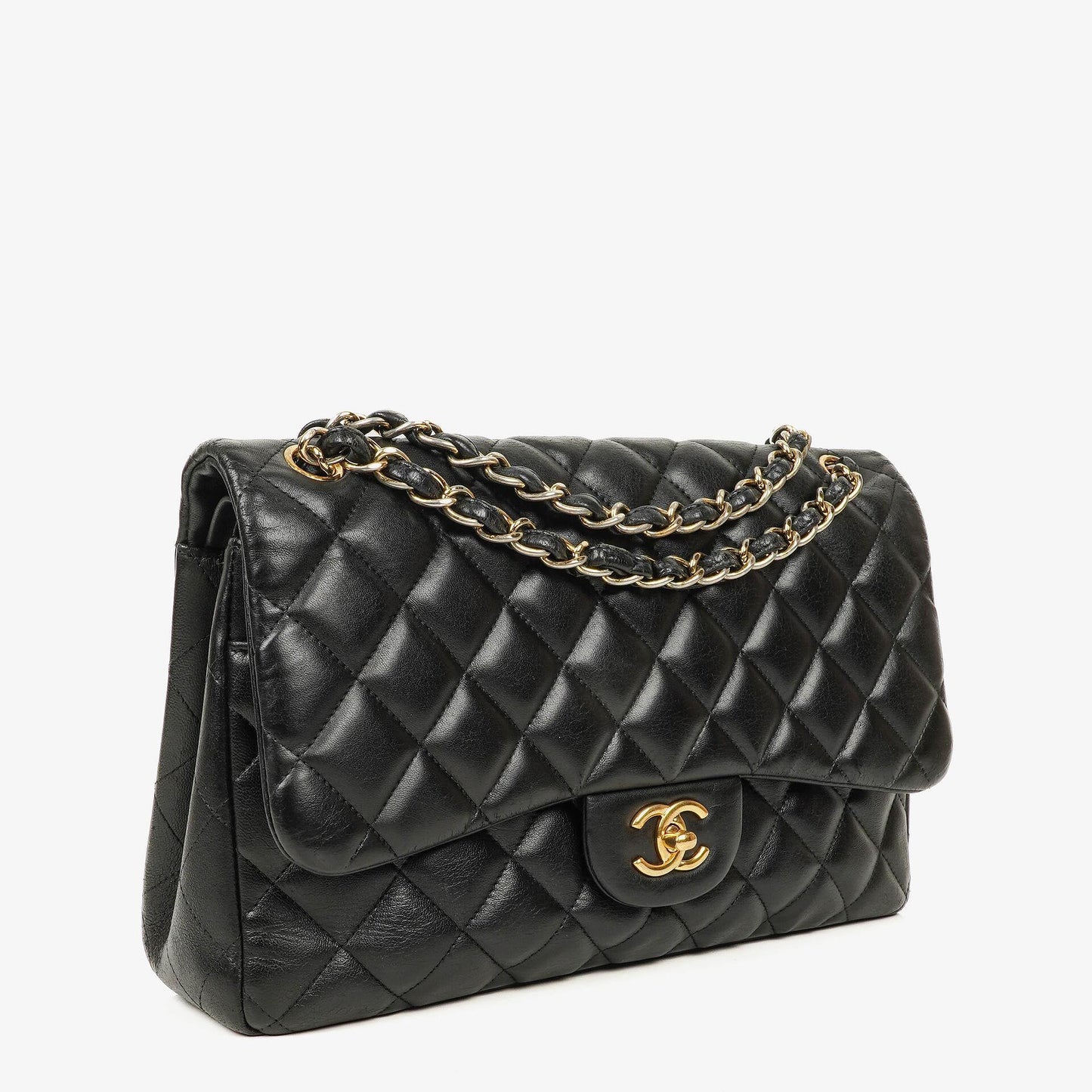 Chanel Jumbo Classic Single Flap Bag Black Quilted Lambskin Gold-Tone Hardware