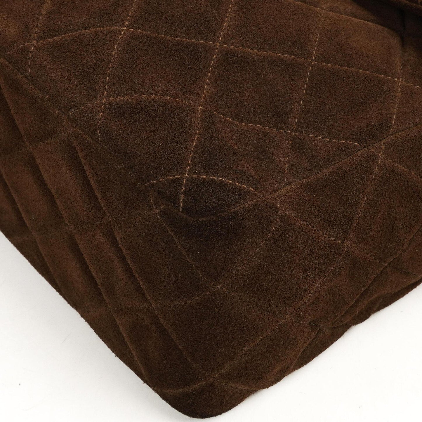 Chanel Jumbo Classic Single Flap Bag Brown Quilted Suede With Aged Gold Hardware