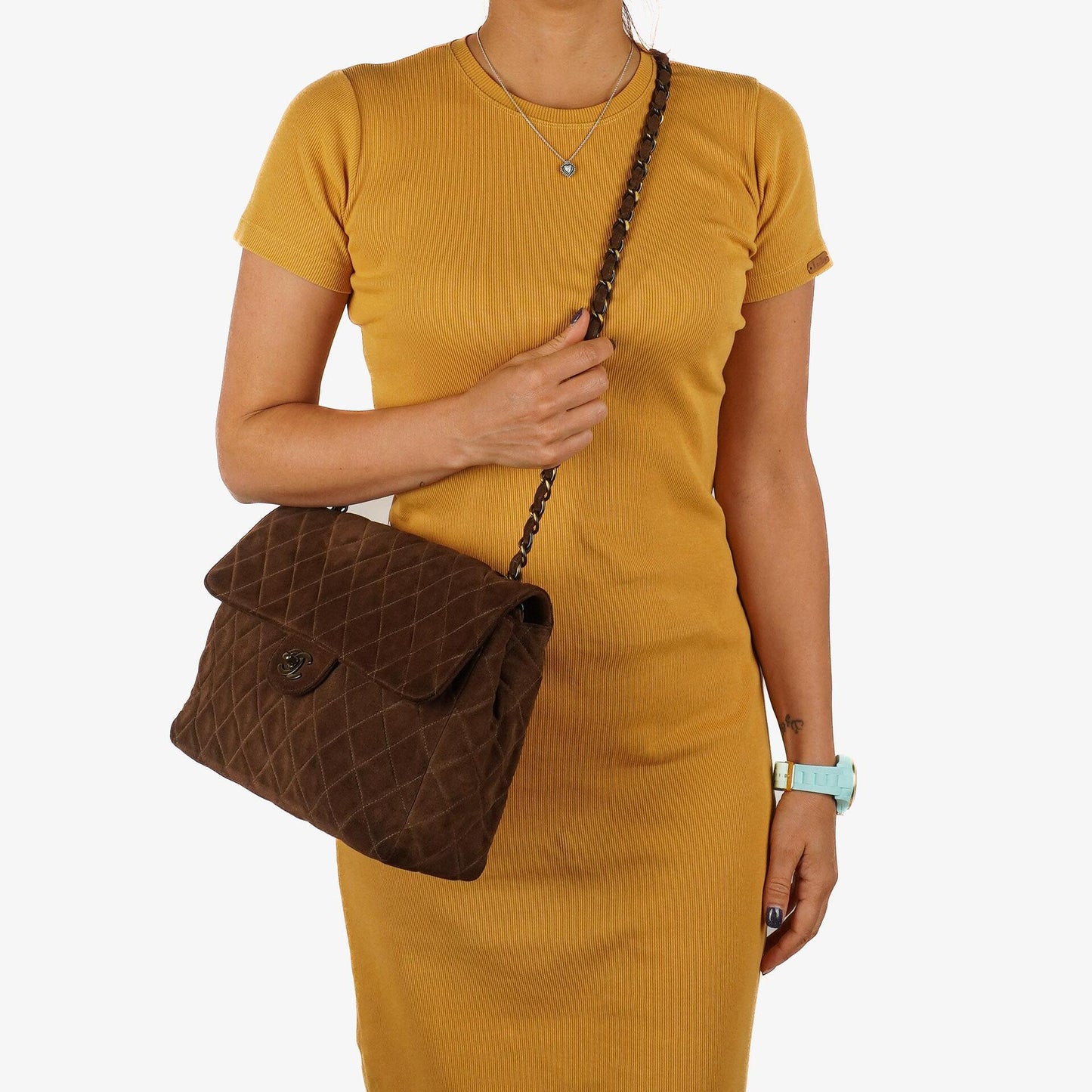 Chanel Jumbo Classic Single Flap Bag Brown Quilted Suede With Aged Gold Hardware