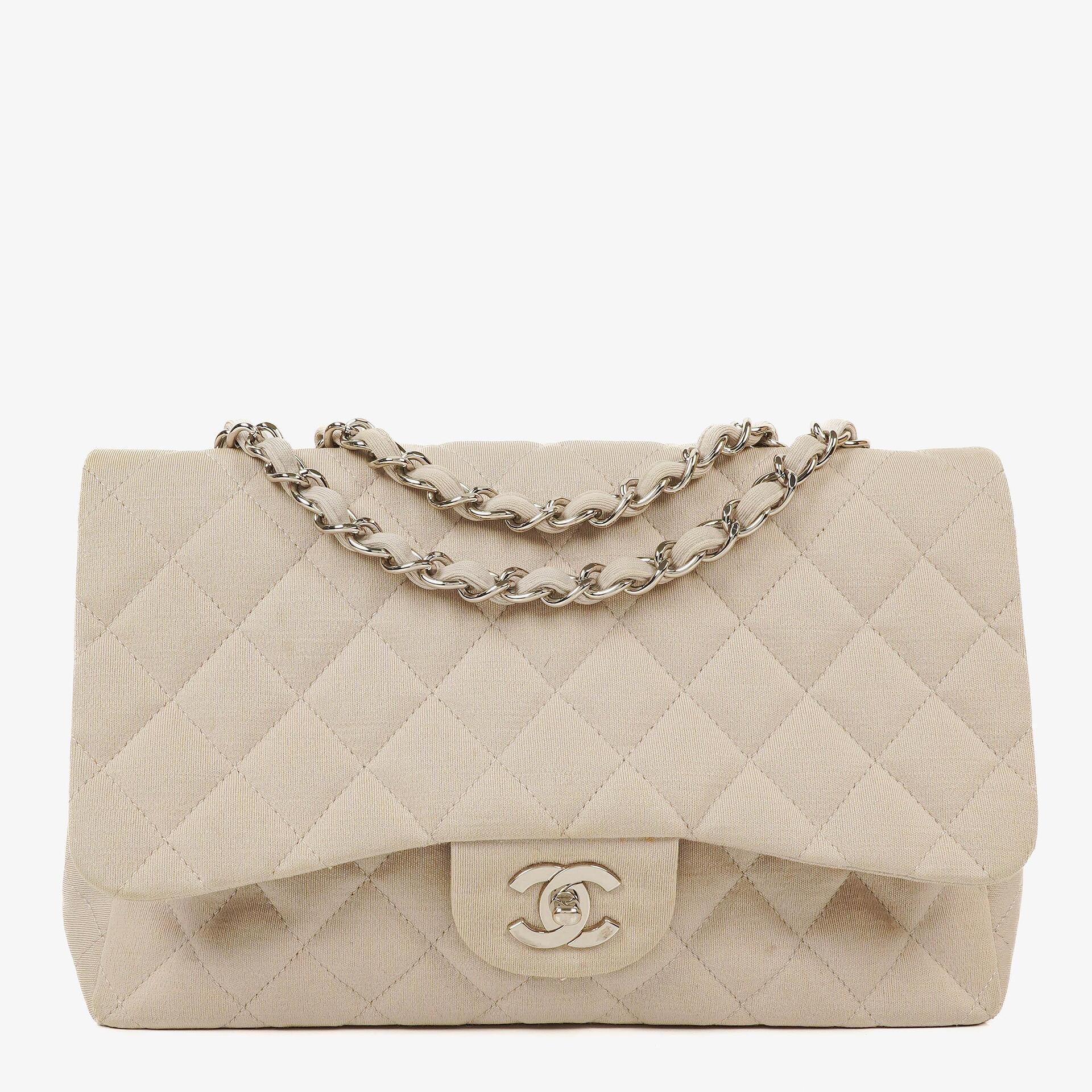 Chanel Jumbo Classic Single Flap Bag Jersey Silver-Tone Hardware