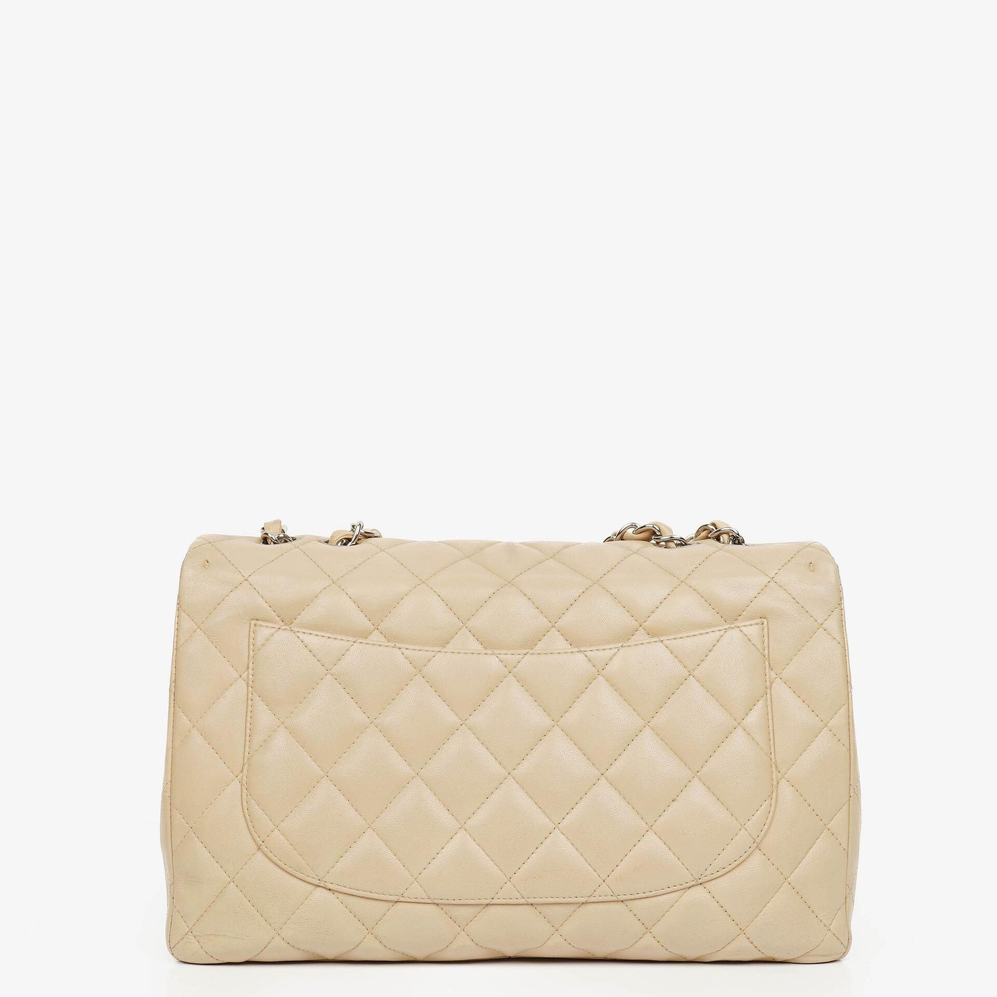 Chanel Jumbo Classic Single Flap Bag Quilted Lambskin Silver -Toned Hardware