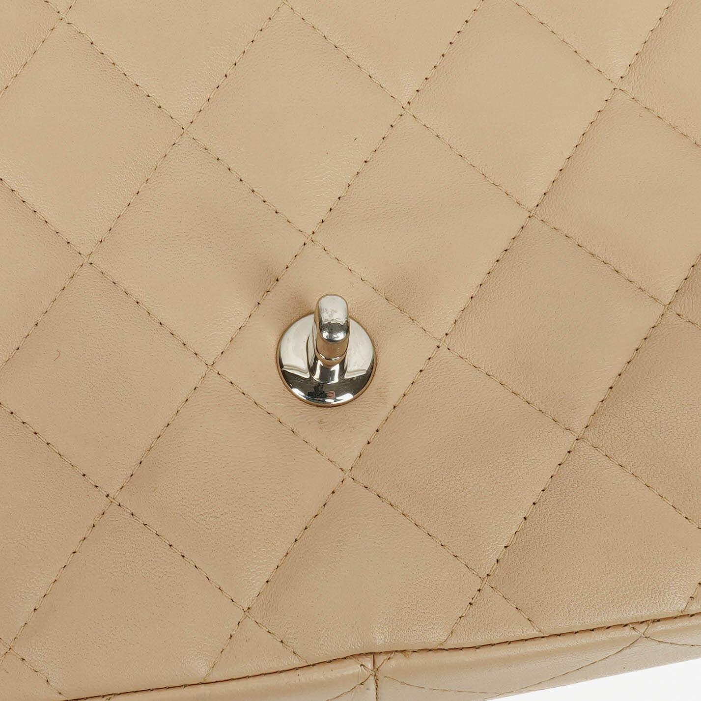 Chanel Jumbo Classic Single Flap Bag Quilted Lambskin Silver -Toned Hardware