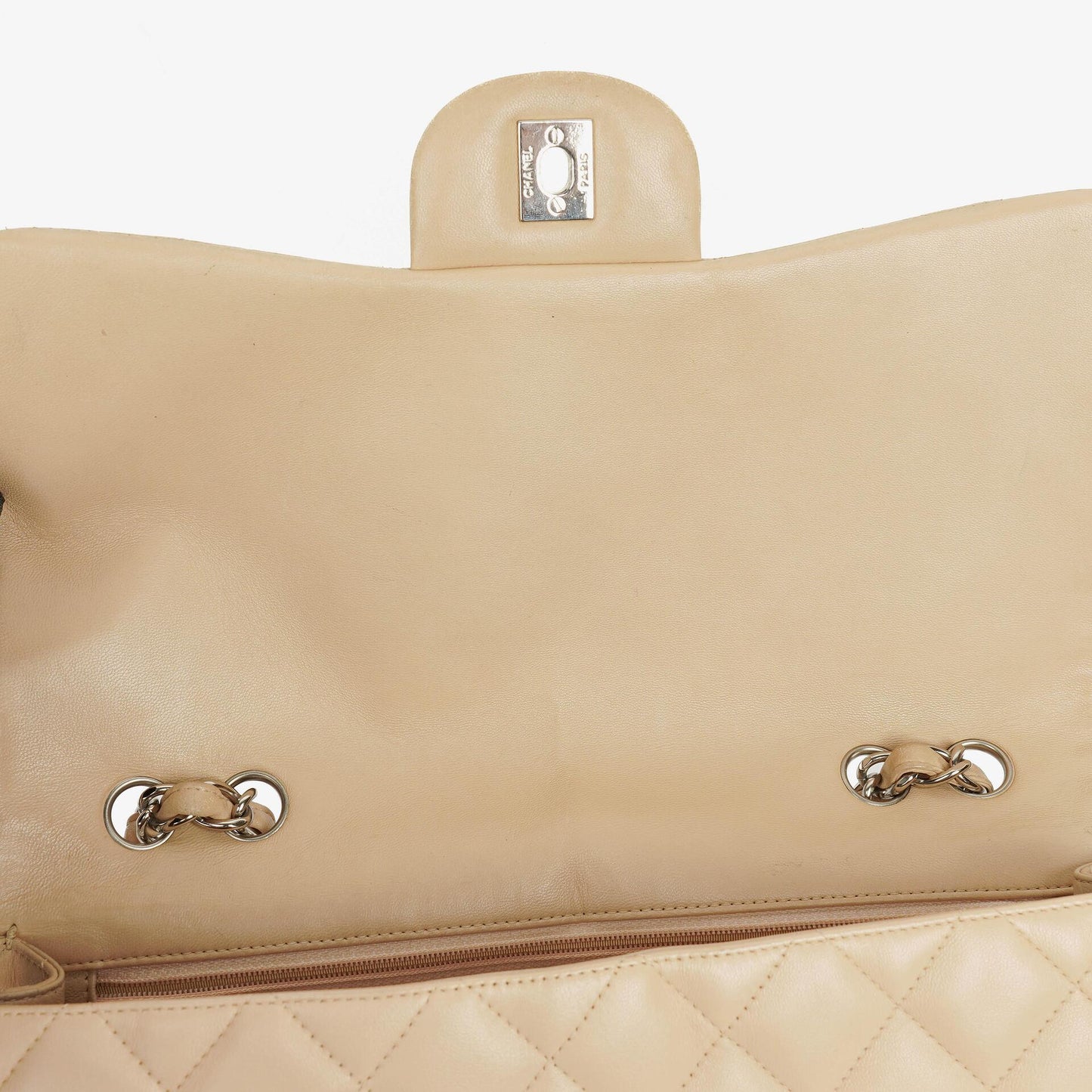 Chanel Jumbo Classic Single Flap Bag Quilted Lambskin Silver -Toned Hardware