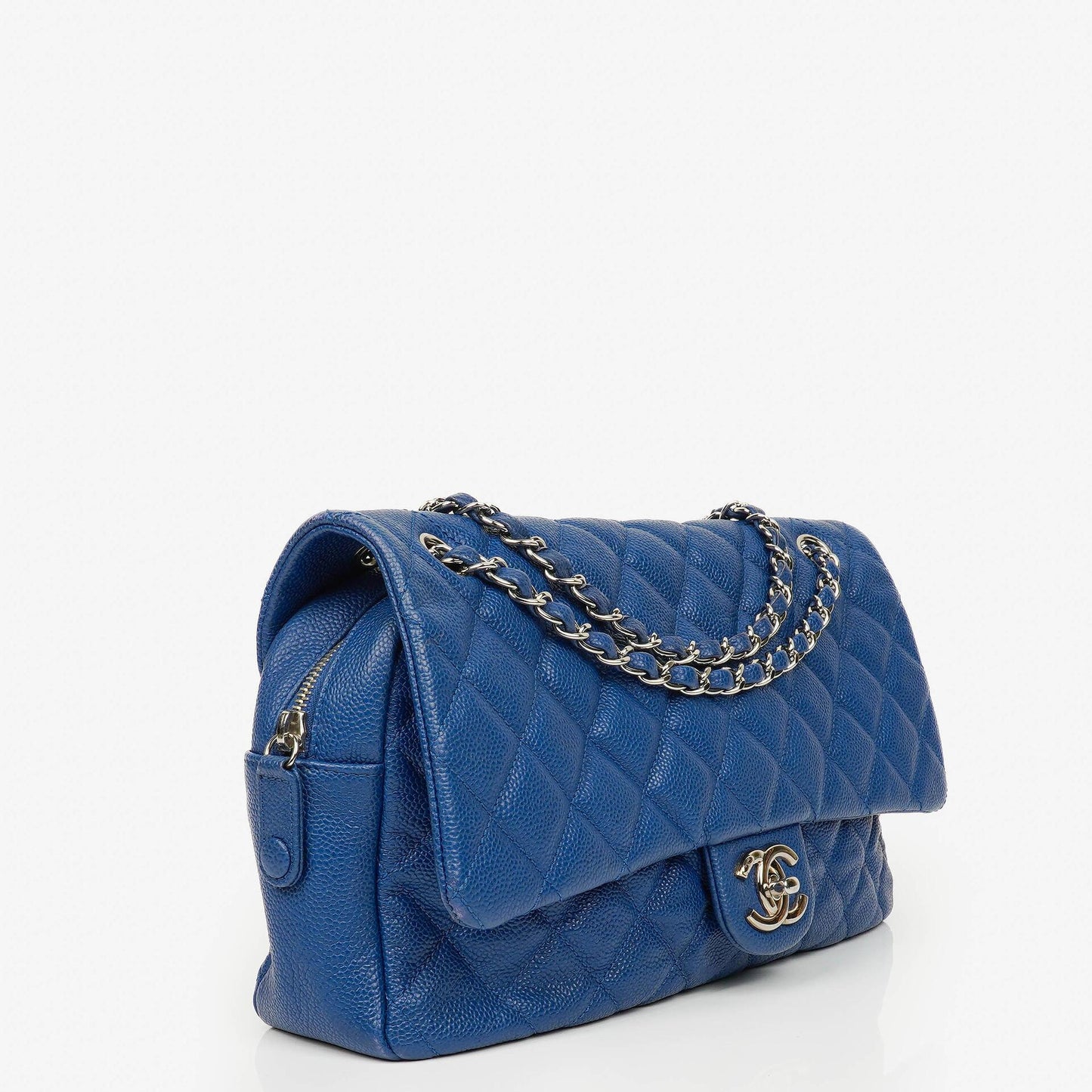 Chanel Jumbo Quilted Caviar Single Flap Bag With Silver -Toned Hardware