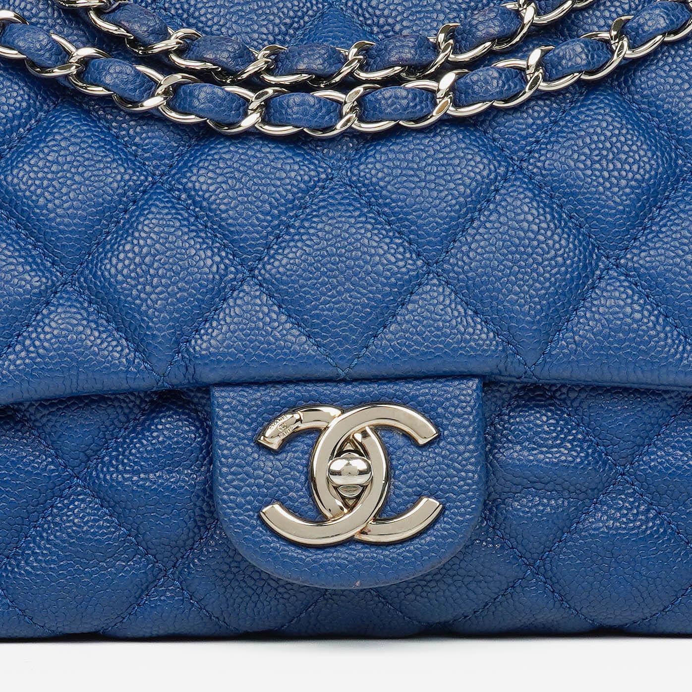 Chanel Jumbo Quilted Caviar Single Flap Bag With Silver -Toned Hardware