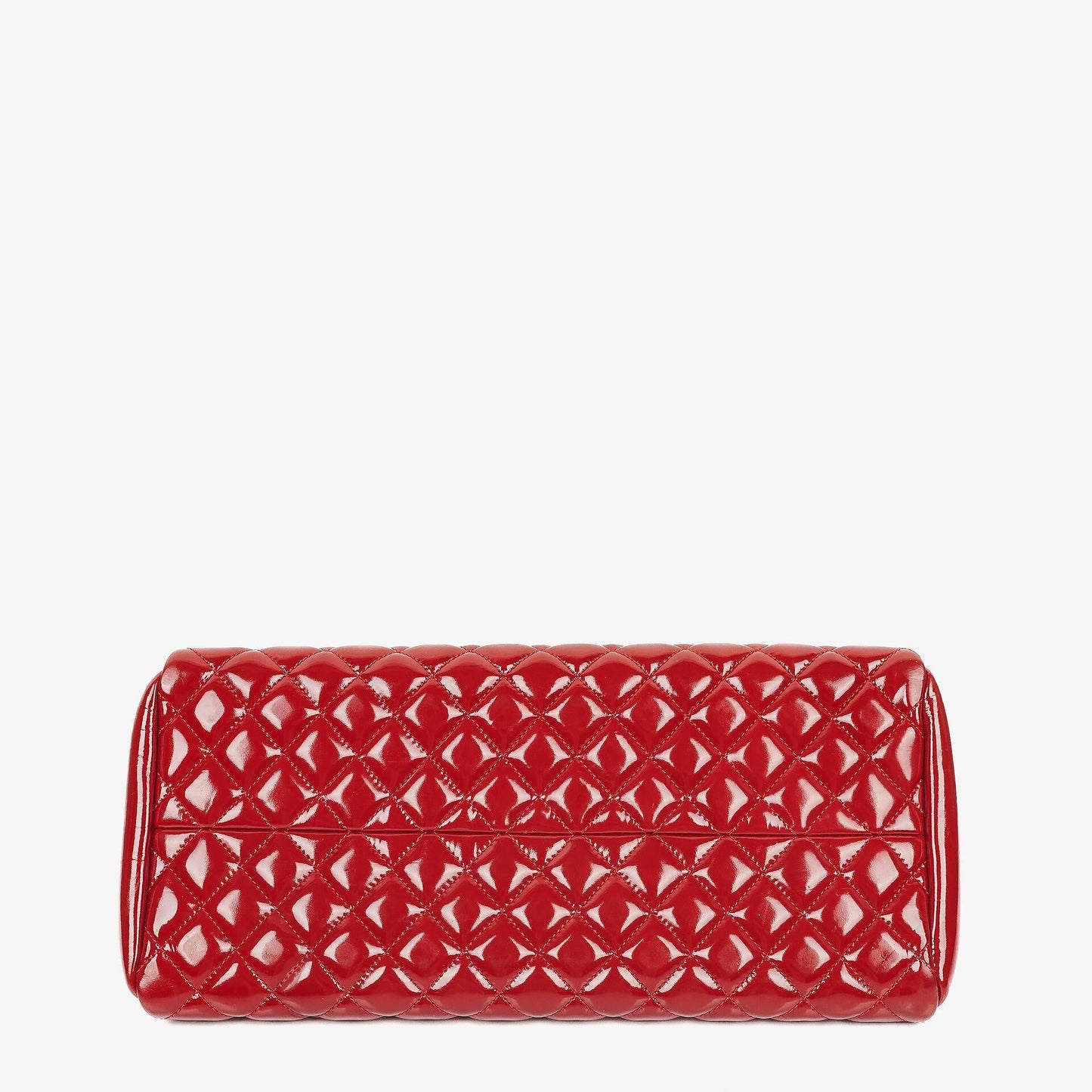 Chanel Just Mademoiselle Red Patent Quilted Bowling Bag