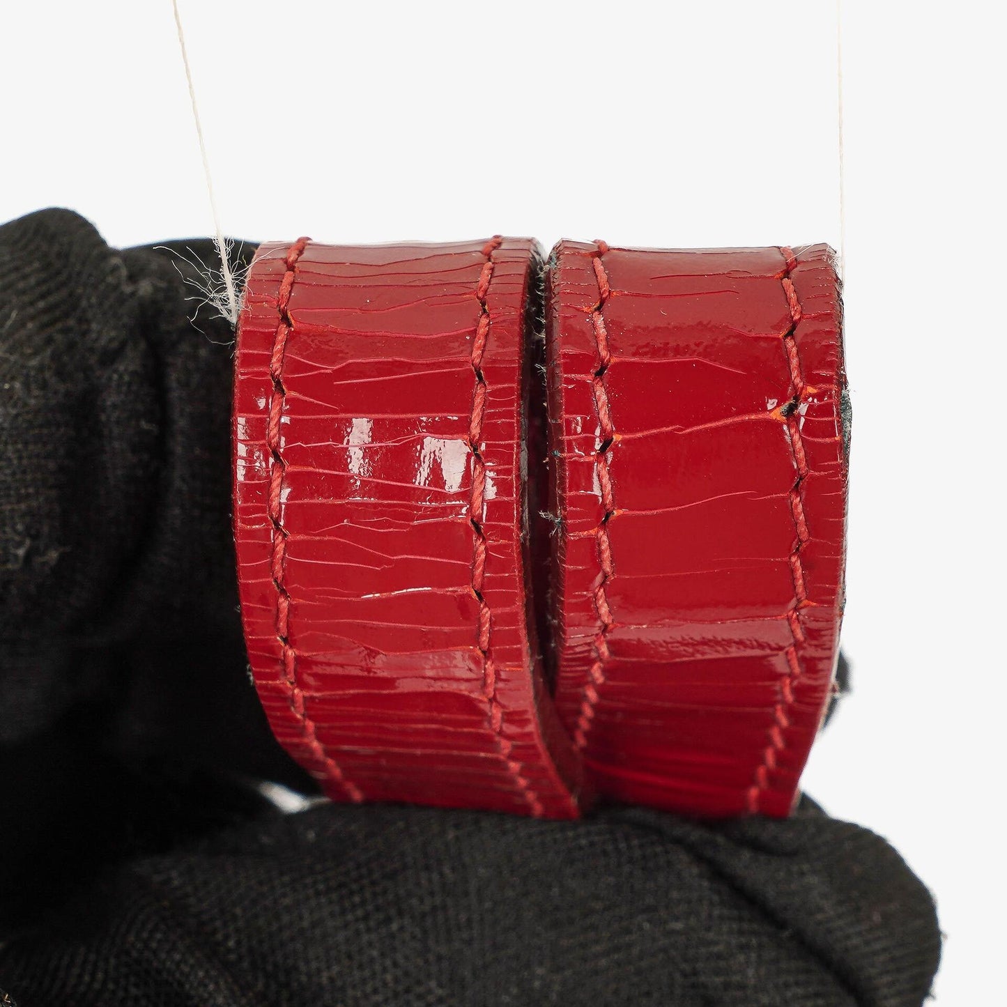 Chanel Just Mademoiselle Red Patent Quilted Bowling Bag