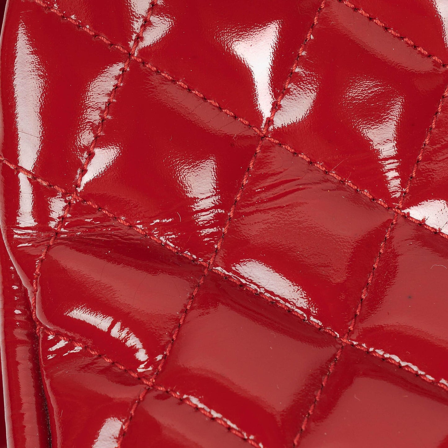 Chanel Just Mademoiselle Red Patent Quilted Bowling Bag