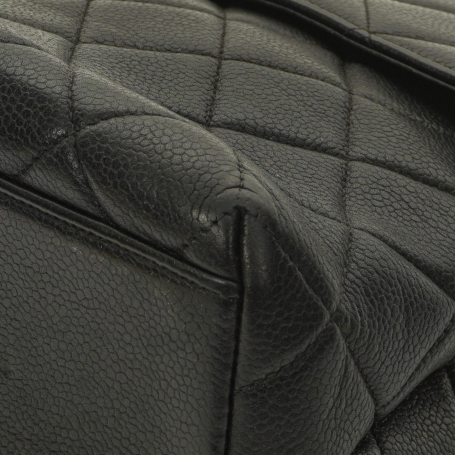 Chanel Kelly Black Quilted Caviar Leather Top Handle Bag With 24K Gold-Plated Hardware, 1996-1997