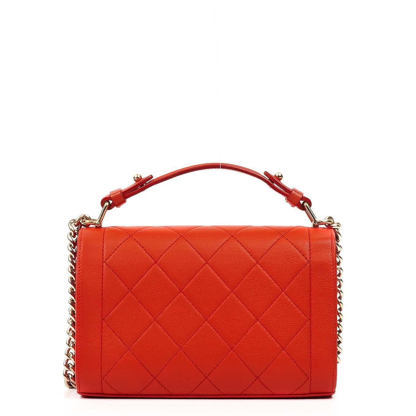 Chanel Label Click Flap Red in Quilted Calfskin With Gold-Tone Hardware