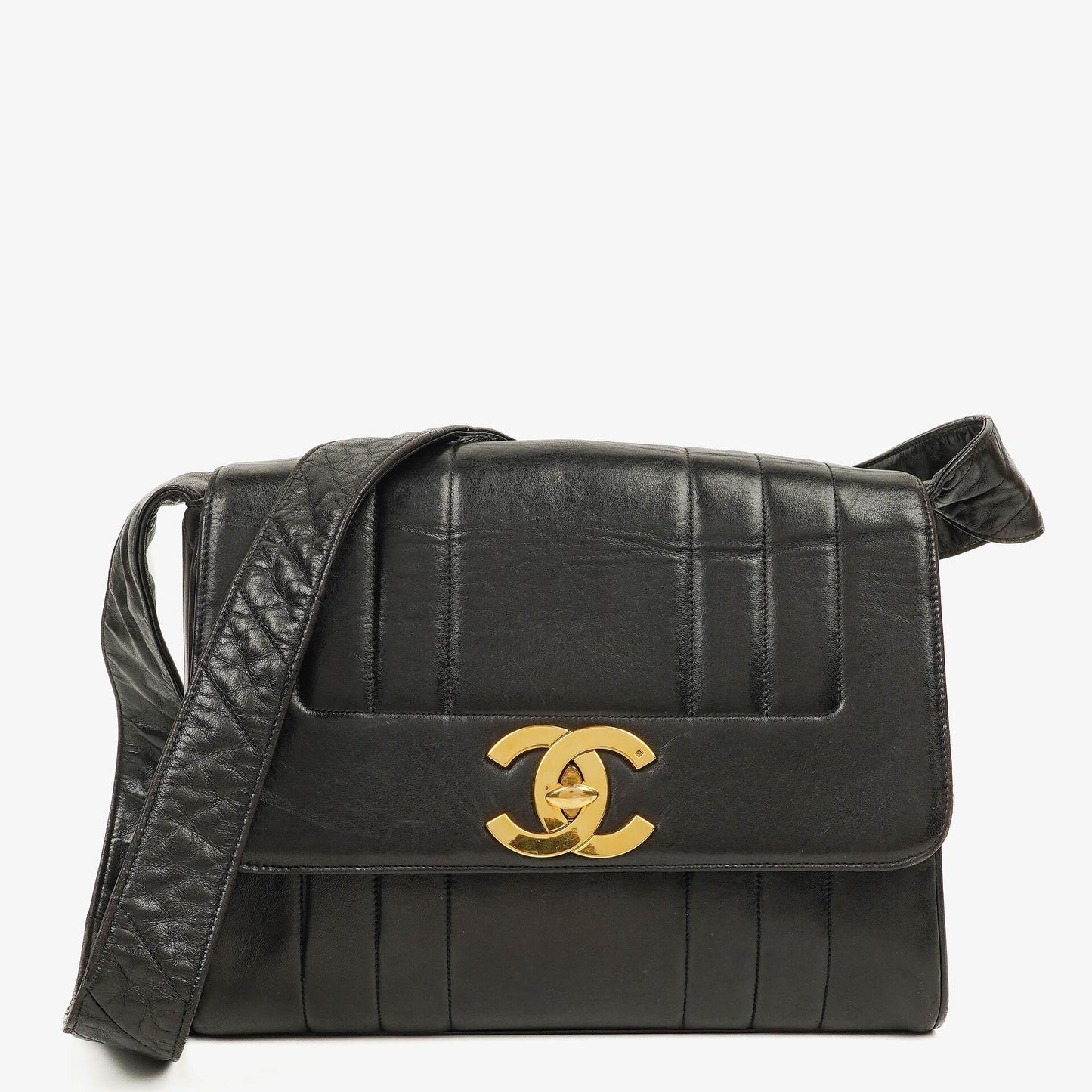 Chanel Lambskin Black Vertical Quilted Maxi CC Flap Shoulder Bag