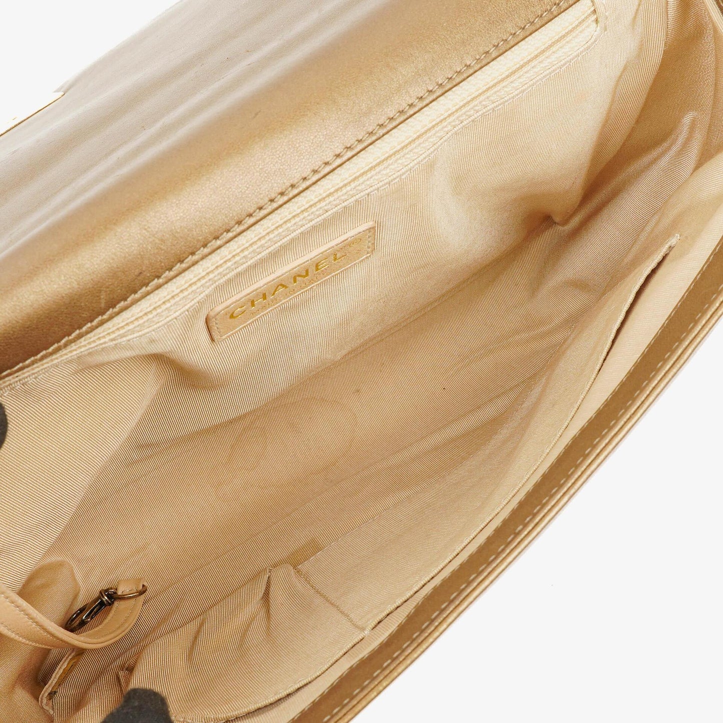 Chanel Large Boy Gold Metalic Quilted Flap Bag With Aged Gold Hardware
