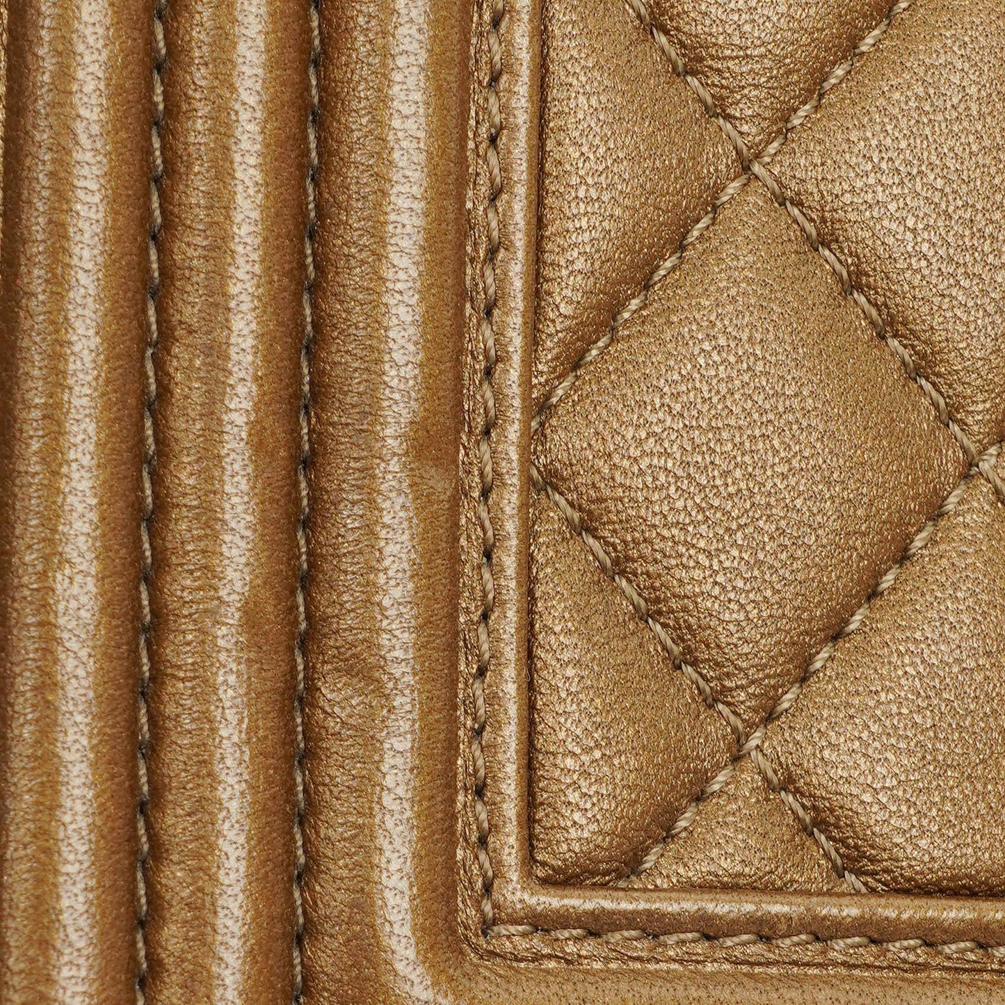 Chanel Large Boy Gold Metalic Quilted Flap Bag With Aged Gold Hardware