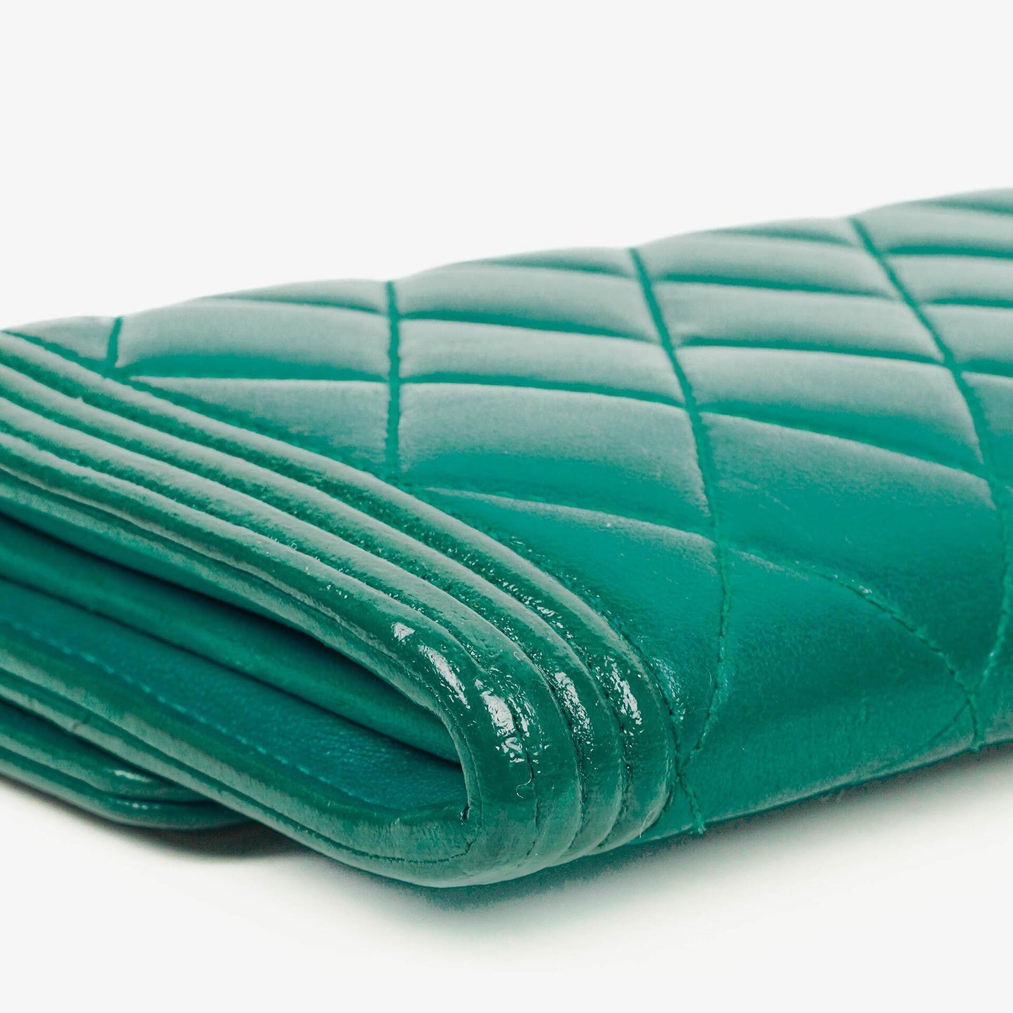 Chanel Large Boy Gusset Metallic Turquoise Lambskin Quilted Flap Wallet