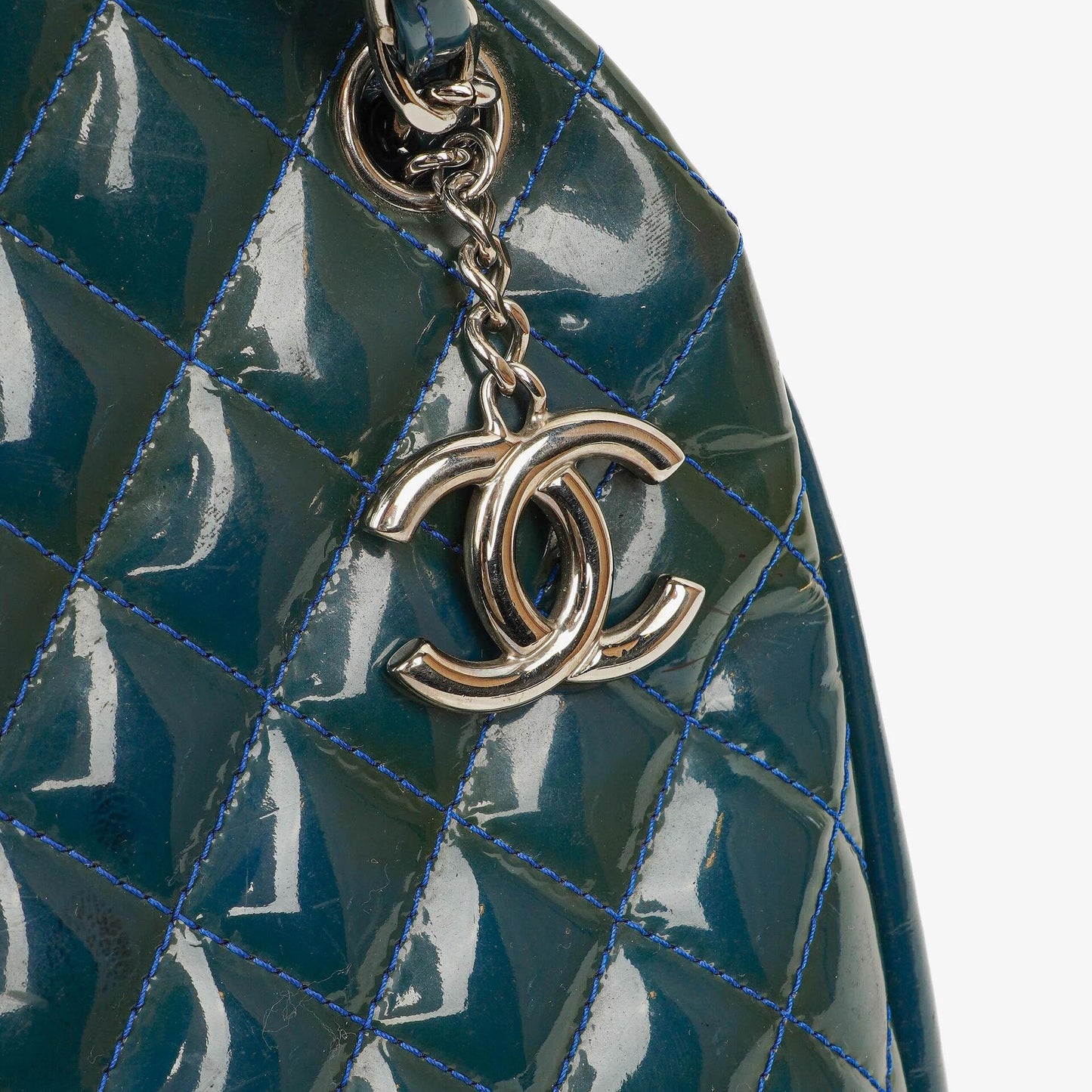 Chanel Large Just Mademoiselle Patent Quilted Bowling Bag