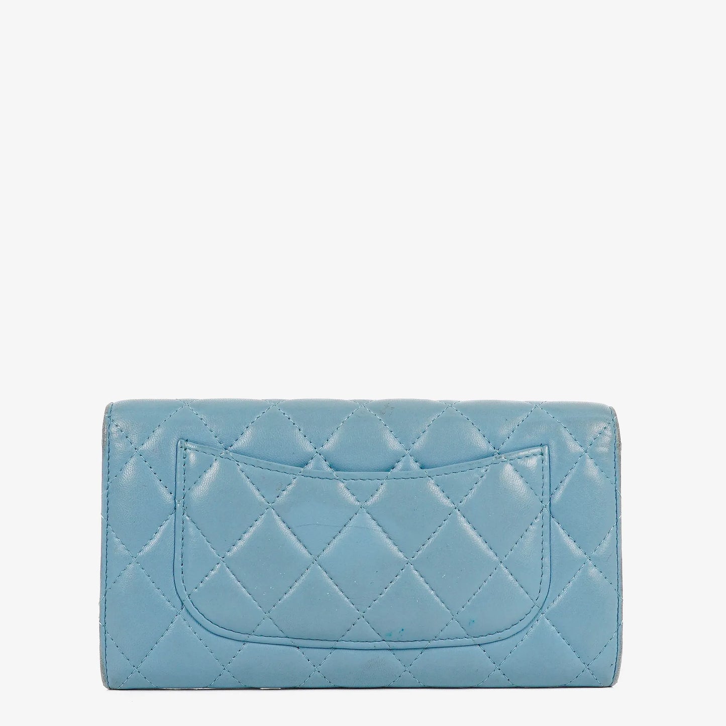 Chanel Large Quillted Lambskin Light Blue Flap Wallet